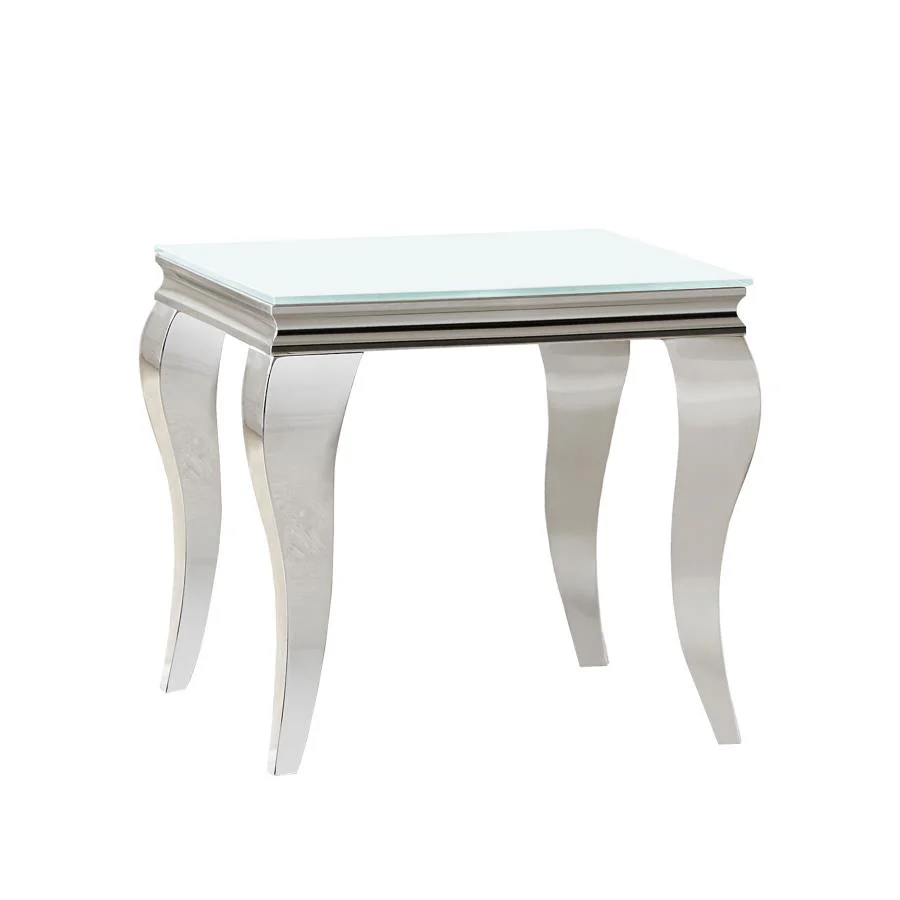 Carone Square Glass Top End Side Table White and Chrome - Image 4