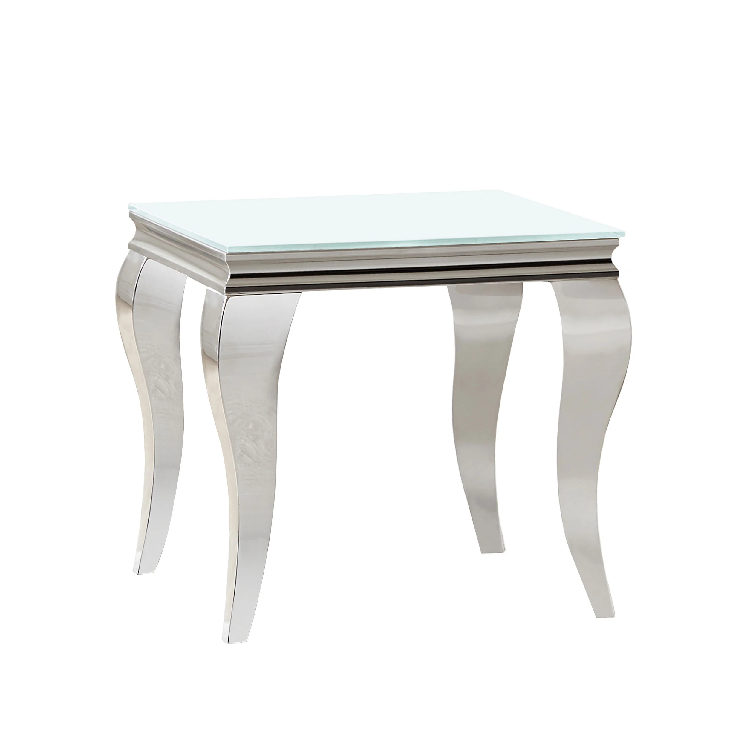 Carone Square Glass Top End Side Table White and Chrome - Image 5