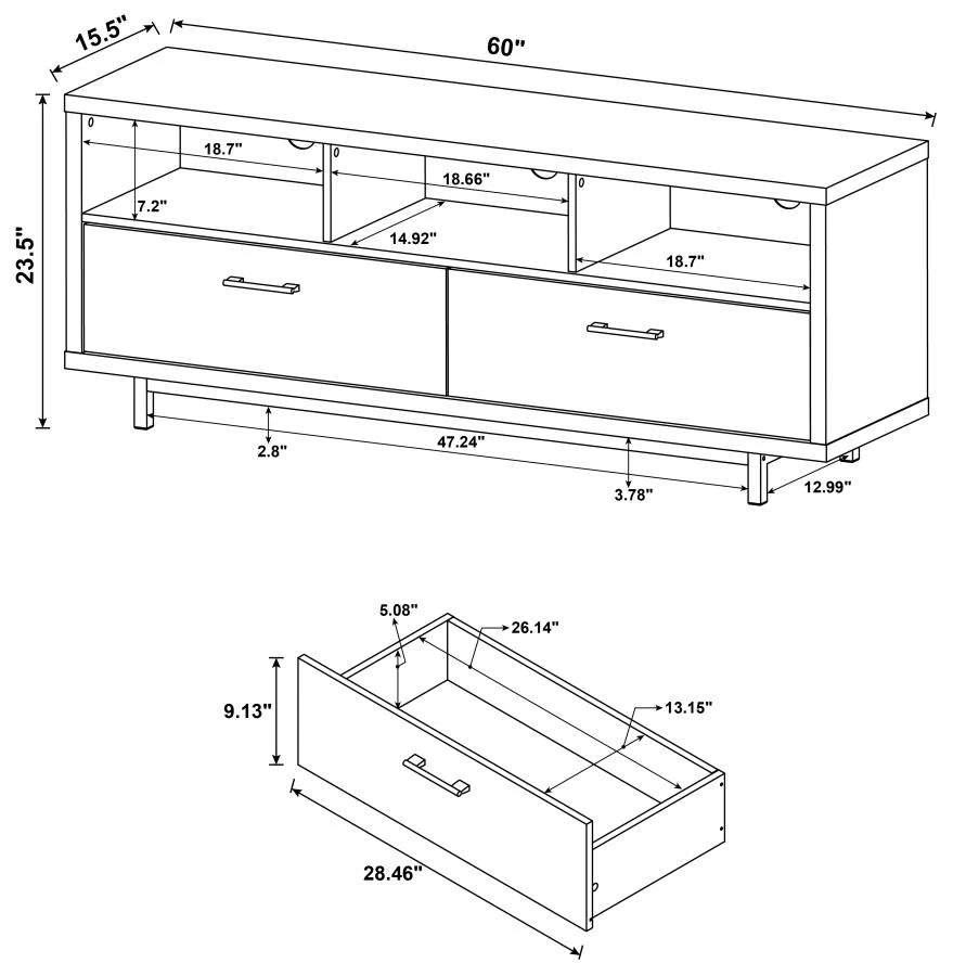 Casey - 2-Drawer Engineered Wood 60" TV Stand - Image 8
