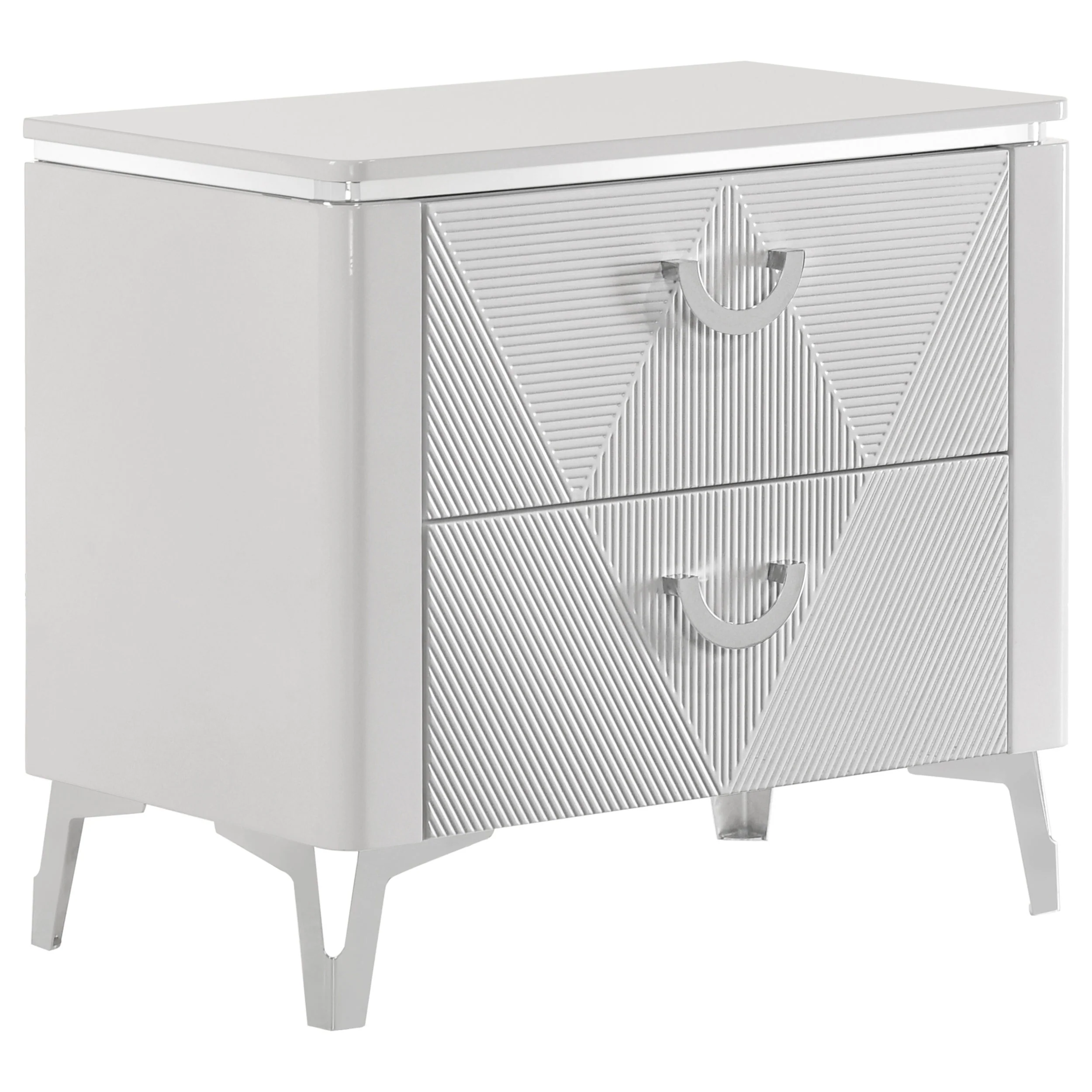 Cassia - 2-Drawer Nightstand Bedside Table - White High Gloss - Image 15
