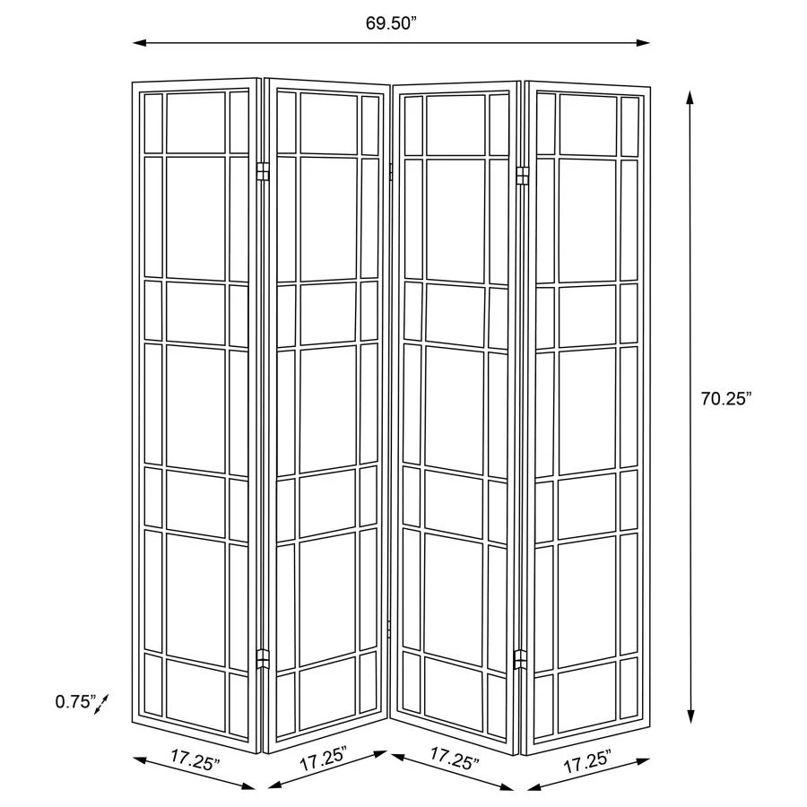 Catabella - 4-Panel Room Divider Folding Shoji Screen Floral - Black - Image 7