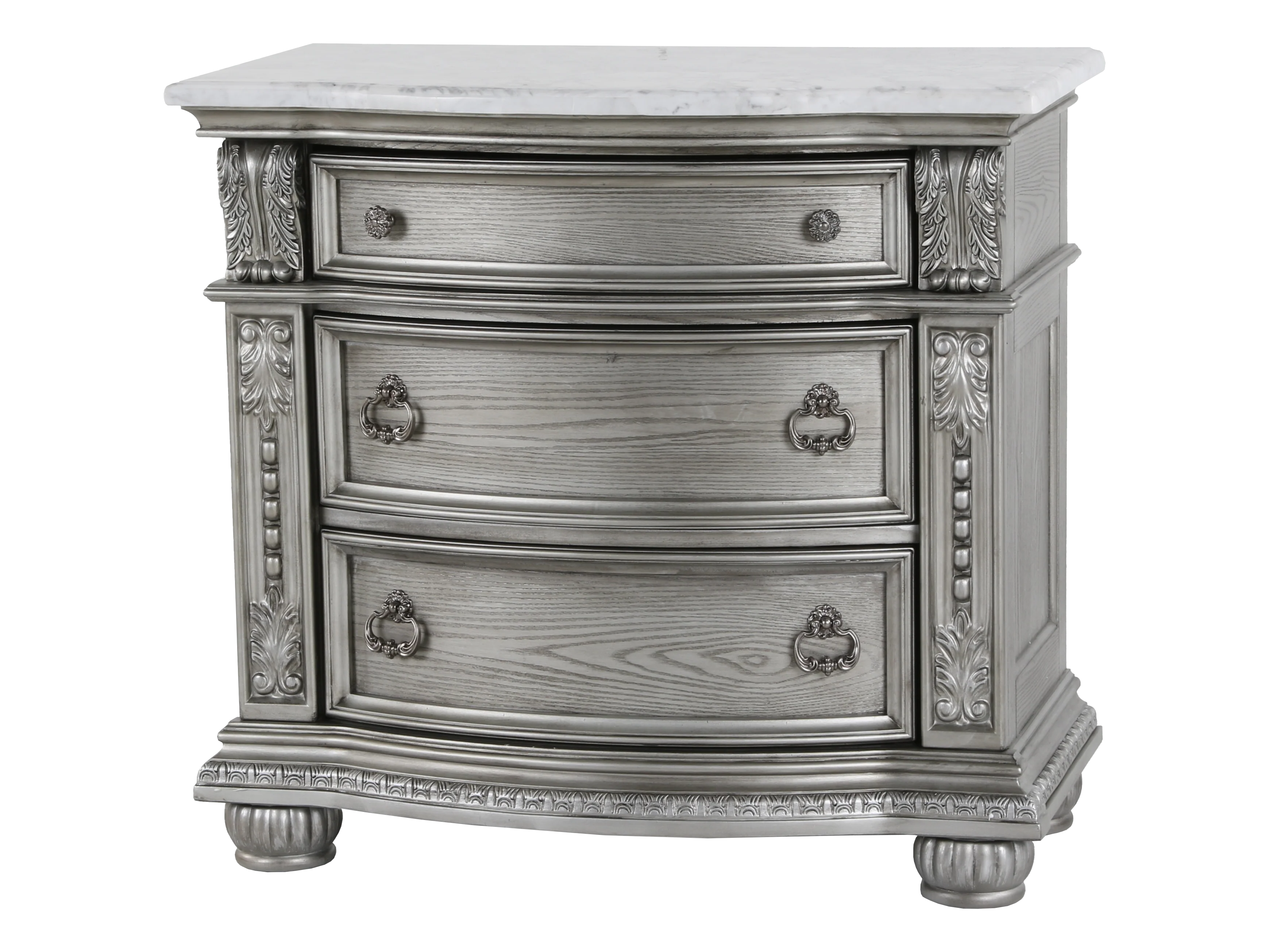 Cavalier Antique Gray Sleigh Bedroom Set with Marble-Top Dresser & Nightstand - Image 8