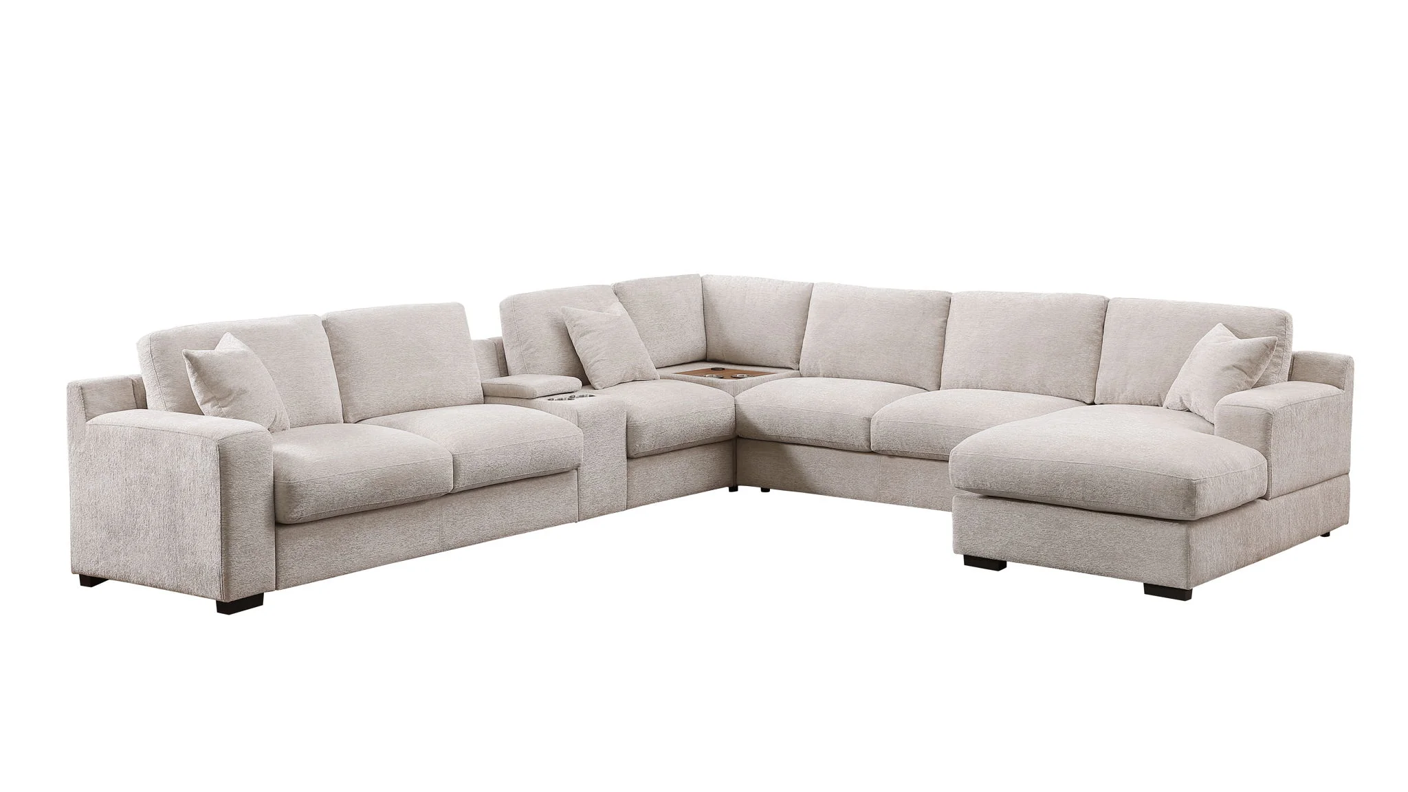 Celine - Fabric Corner Sectional Sofa With Right-Facing Chaise, Cupholders, And Charging Ports - Image 12