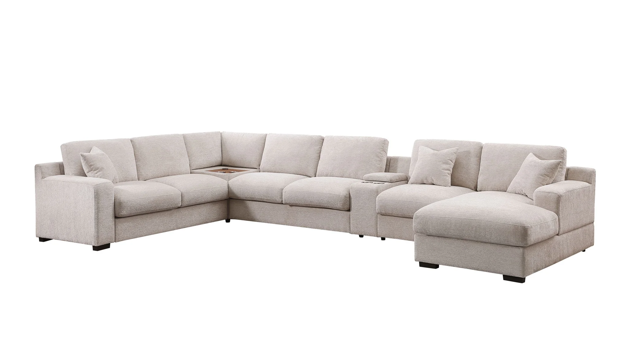 Celine - Fabric Corner Sectional Sofa With Right-Facing Chaise, Cupholders, And Charging Ports - Image 18