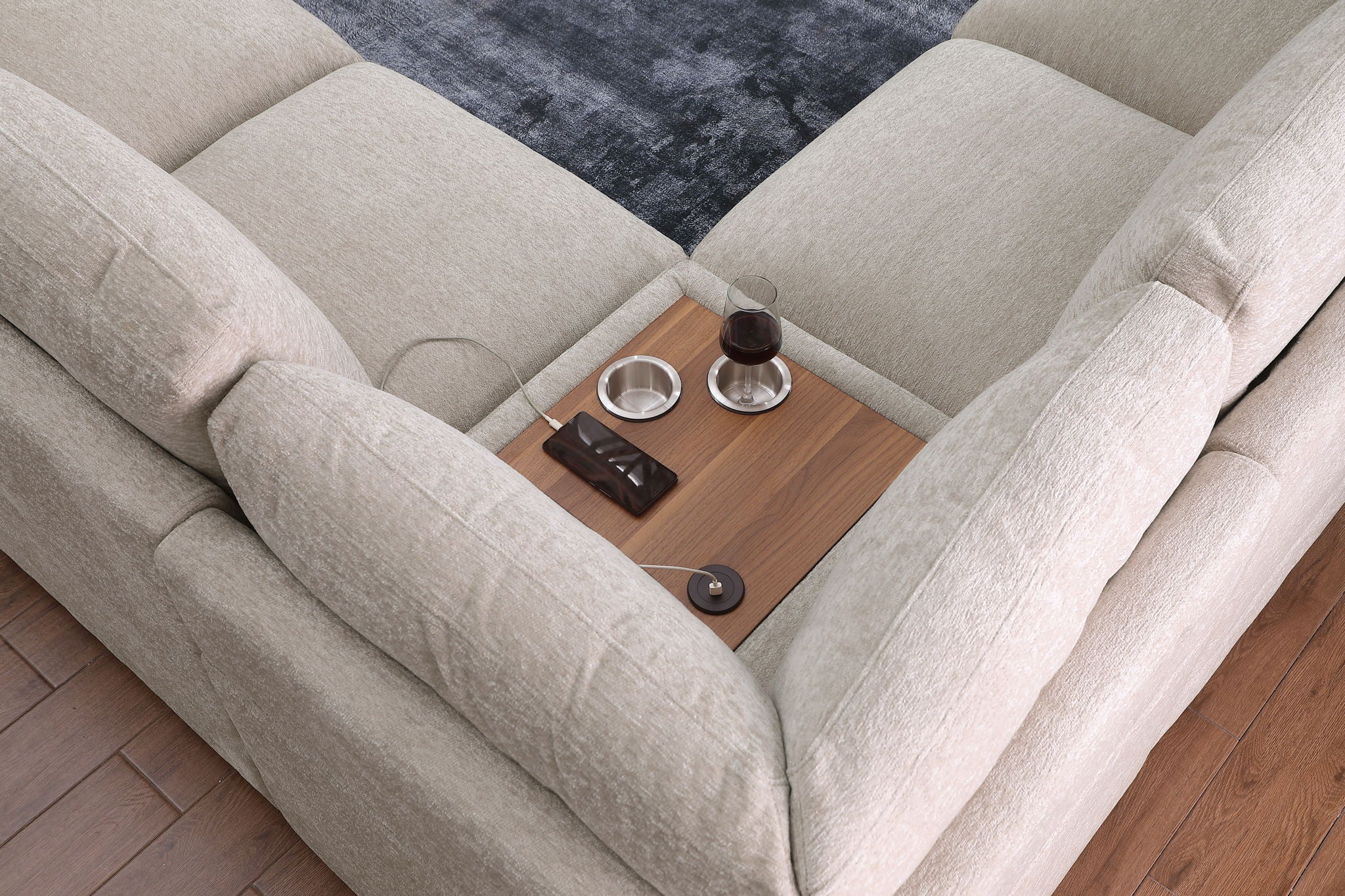 Celine - Fabric Corner Sectional Sofa With Right-Facing Chaise, Cupholders, And Charging Ports - Image 22