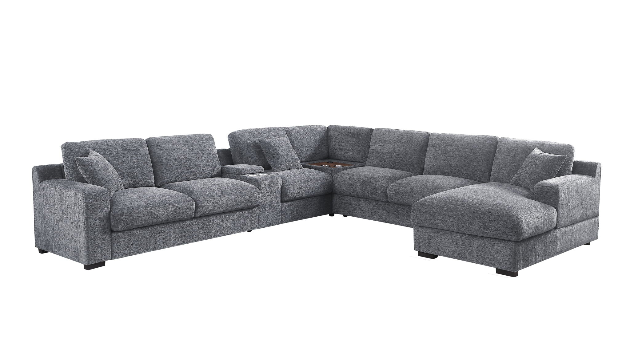 Celine - Fabric Corner Sectional Sofa With Right-Facing Chaise, Cupholders, And Charging Ports - Image 38