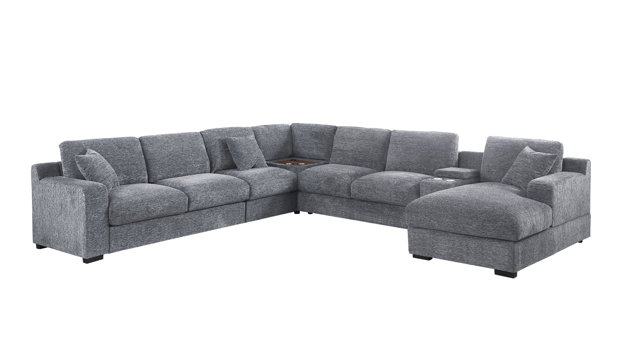 Celine - Fabric Corner Sectional Sofa With Right-Facing Chaise, Cupholders, And Charging Ports - Image 4