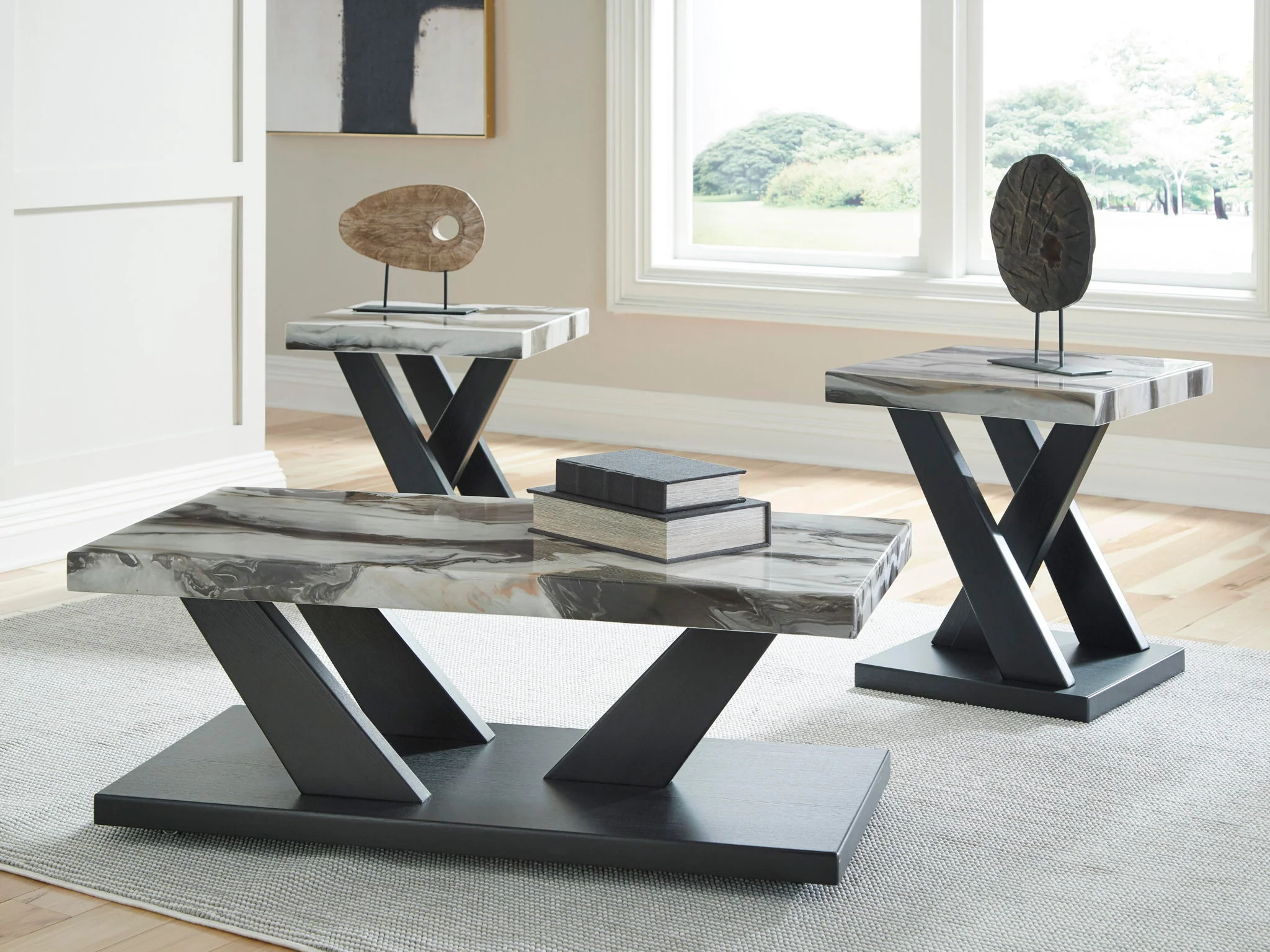 Cendill - Occasional Table Set (Set of 3) - Dark Brown / White / Black - Image 5