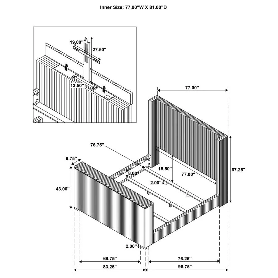 Centergrove - Upholstered Wingback TV Bed - Image 42