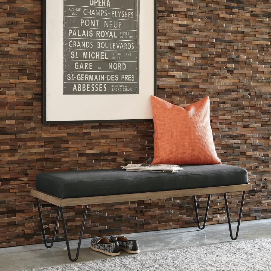 Chad - Denim Upholstered Accent Bench - Dark Blue - Image 2