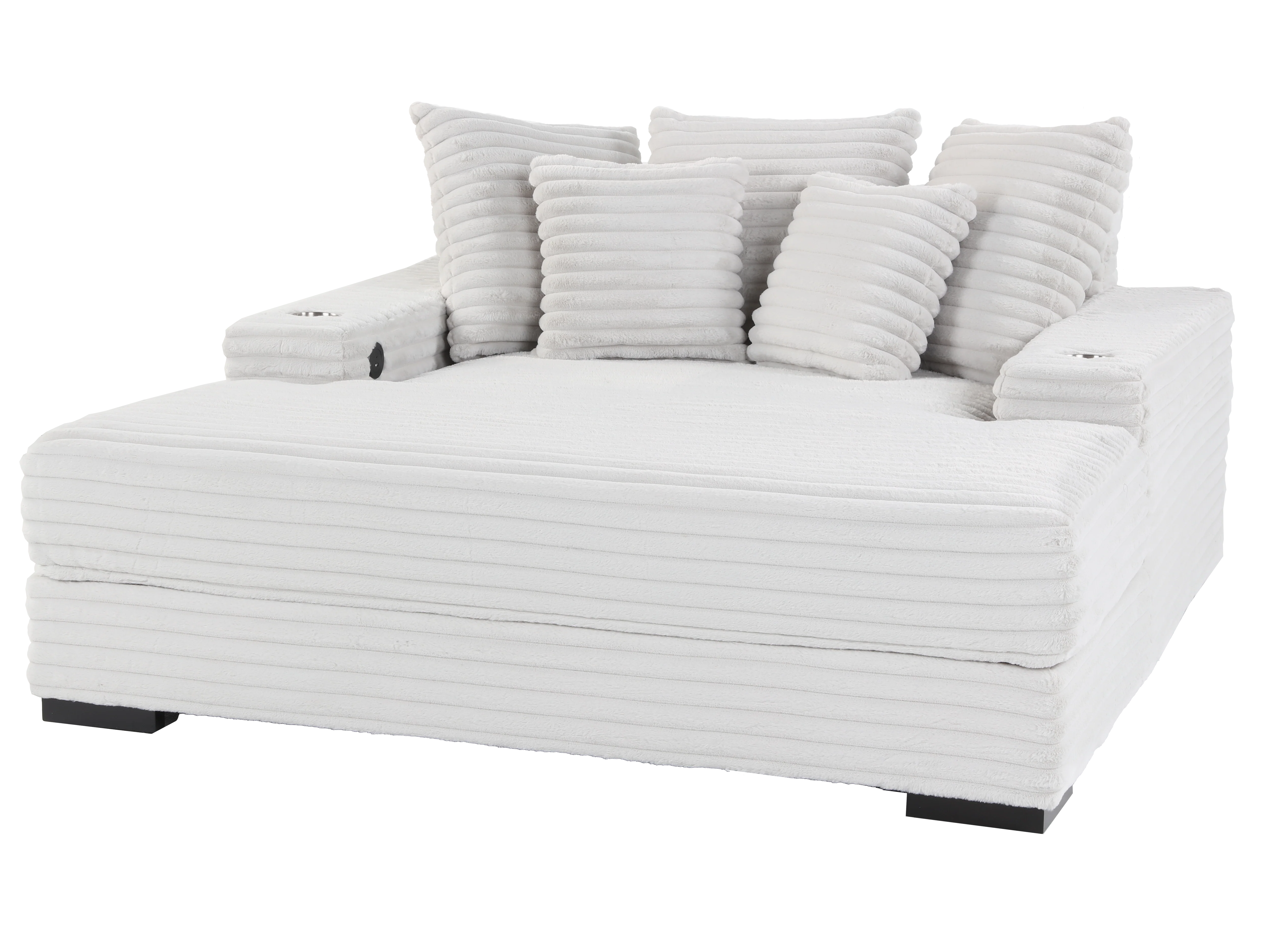 Stupendous Velvet Chaise Lounge with Cup Holders and USB Charging Port - Image 2
