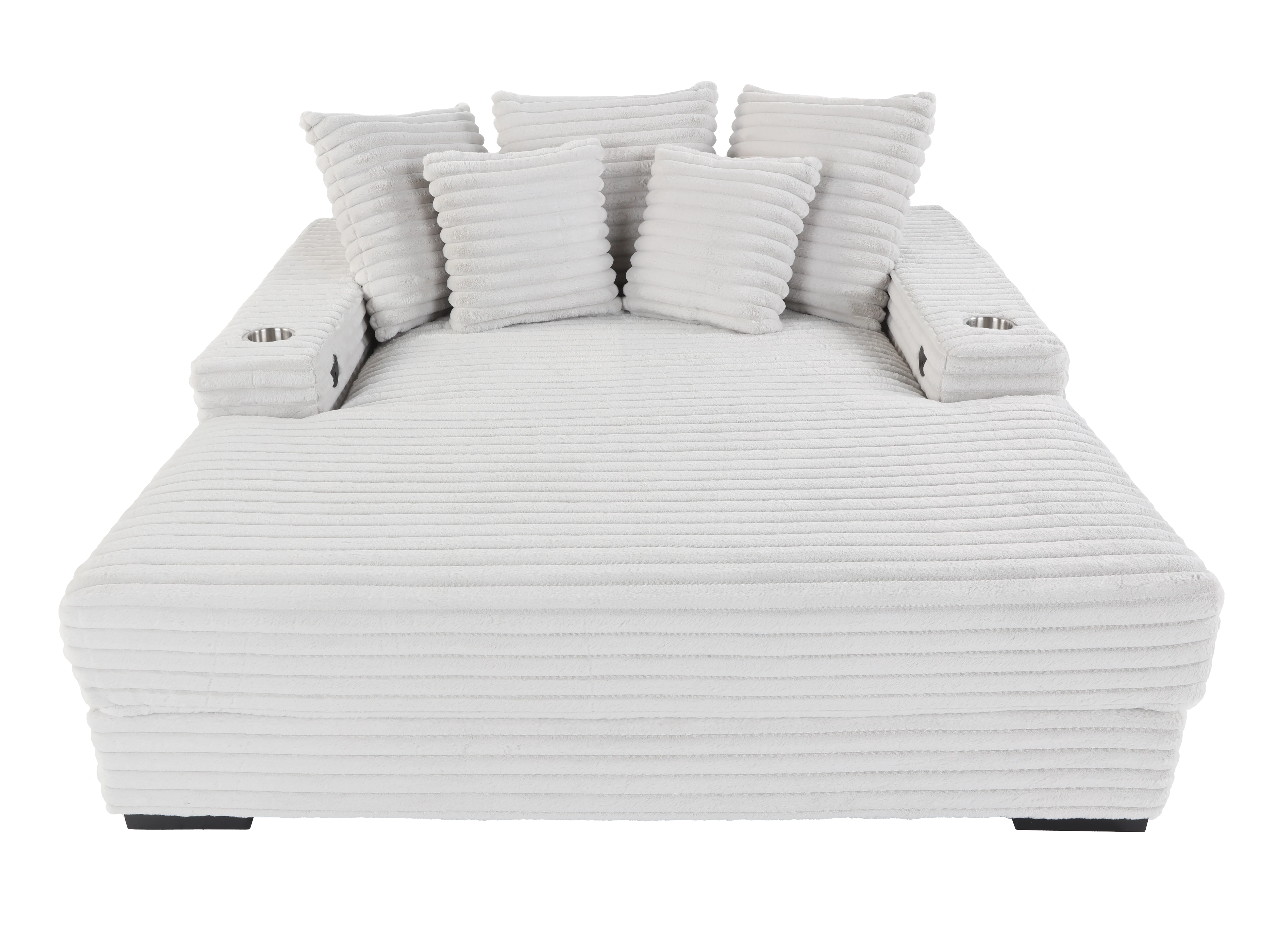 Stupendous Velvet Chaise Lounge with Cup Holders and USB Charging Port - Image 5