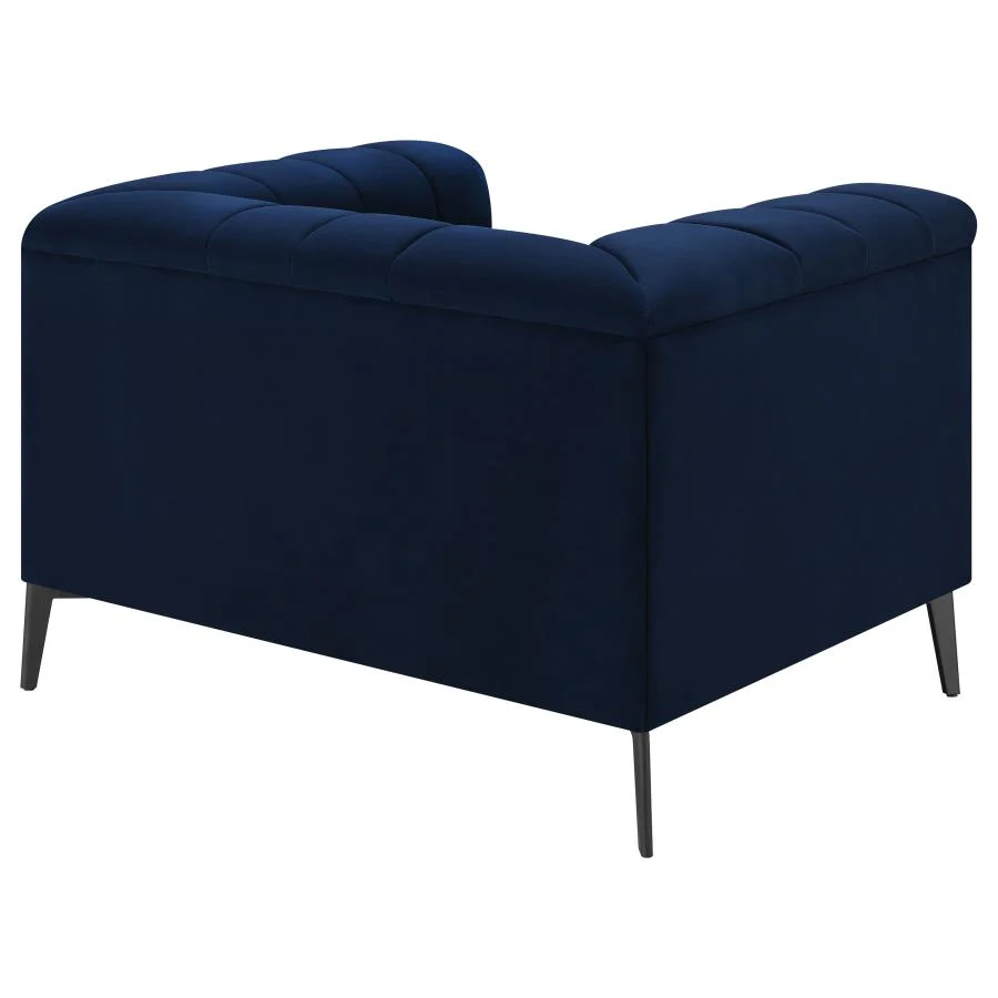 Chalet Upholstered Tuxedo Arm Tufted Chair Blue - Image 6