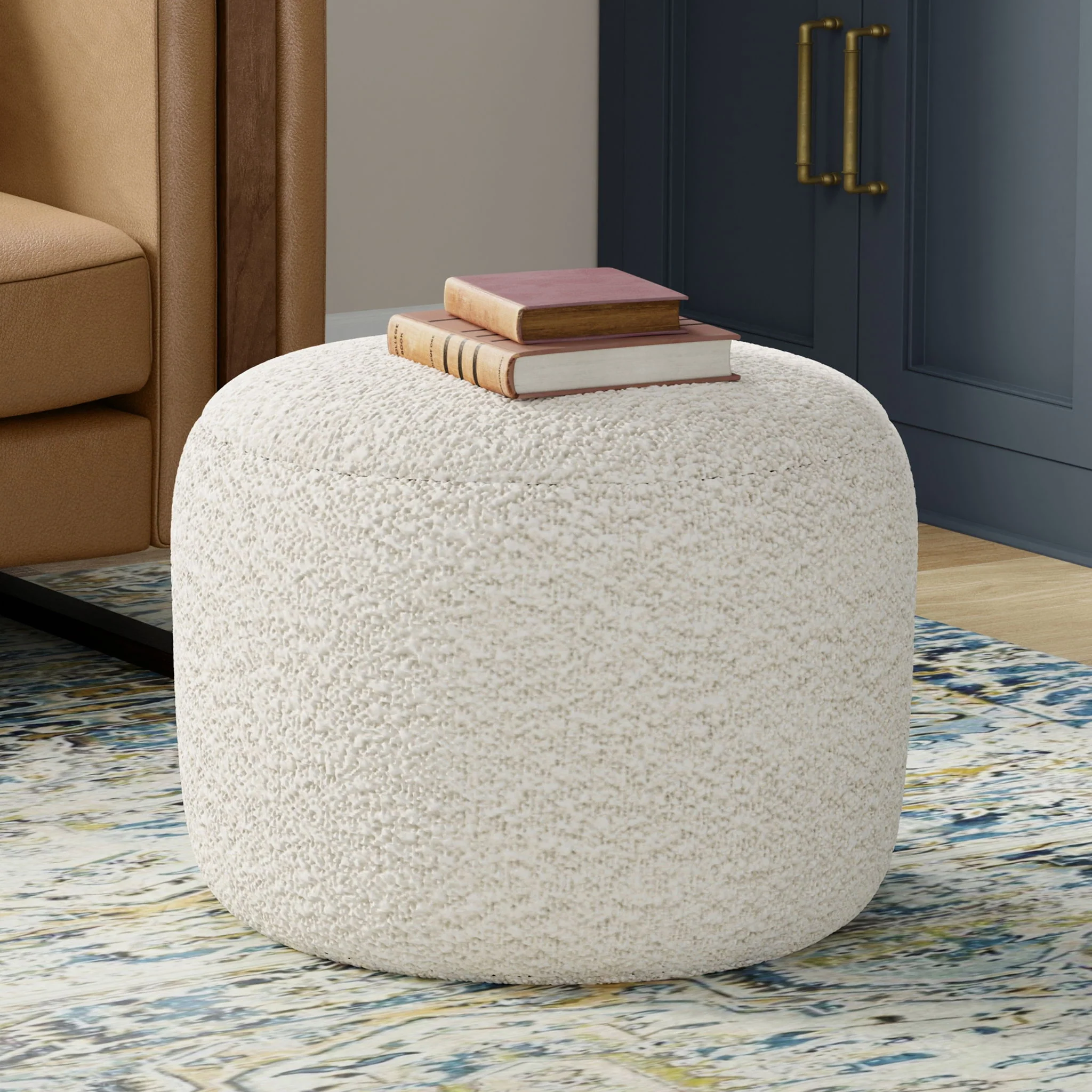 Chantal - Round Pouf - White - Image 9