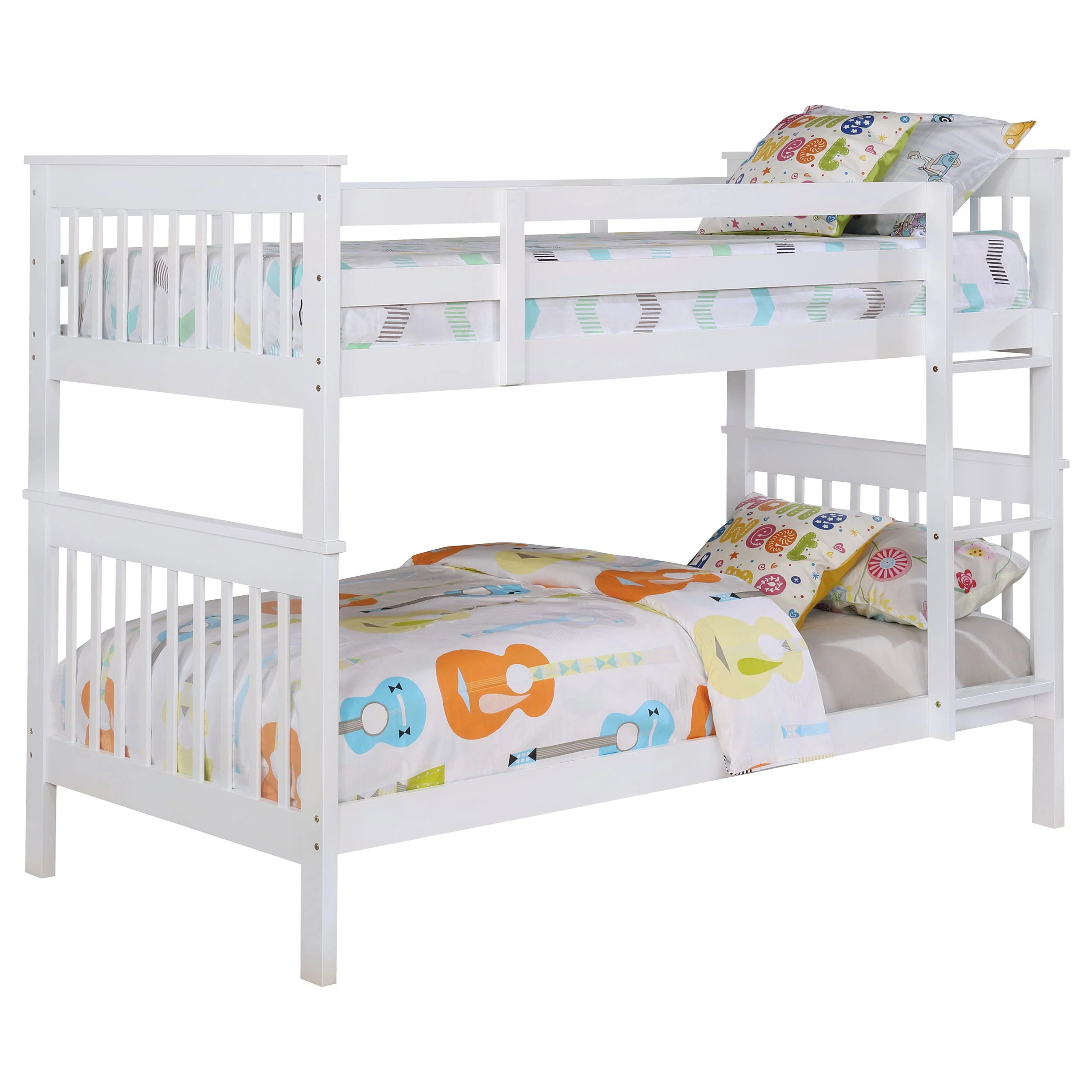 Chapman - Wood Twin Over Twin Bunk Bed With Mattress - White - Image 7