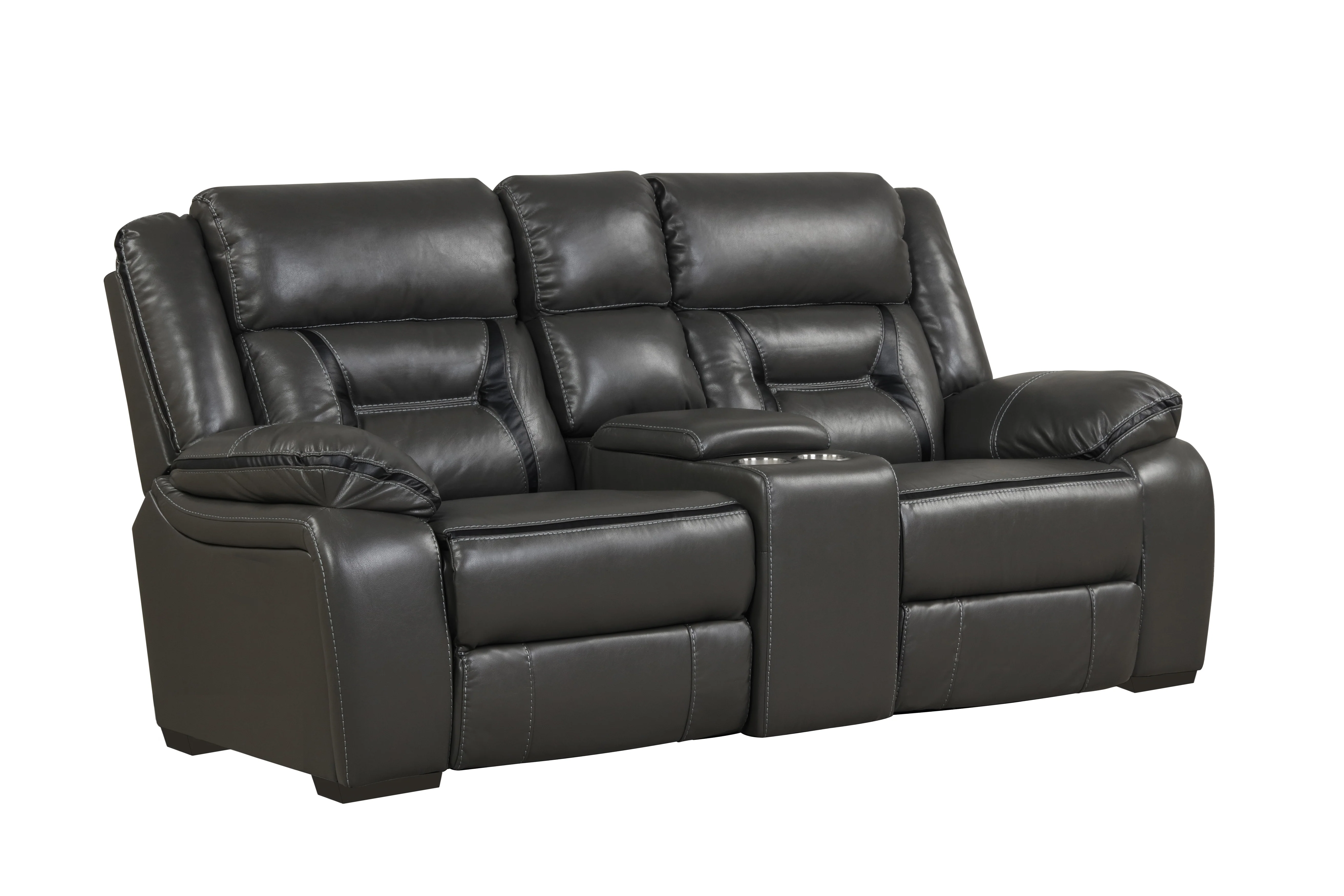 Charcoal Gray Reclining 3-Piece Living Room Set w/ Console Cup Holders - Image 4