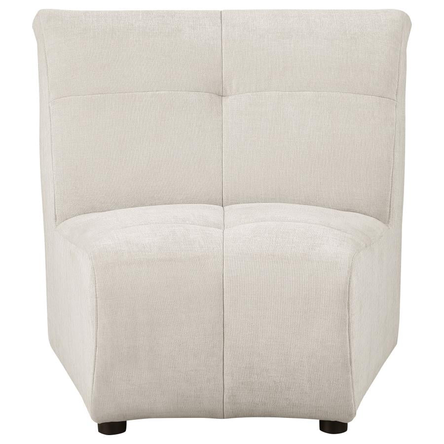 Charlotte Upholstered Curved Armless Chair Ivory - Image 2