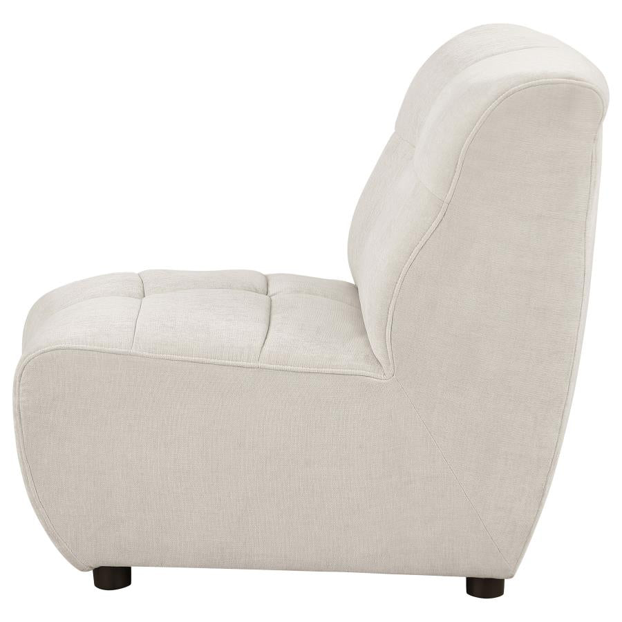 Charlotte Upholstered Curved Armless Chair Ivory - Image 4