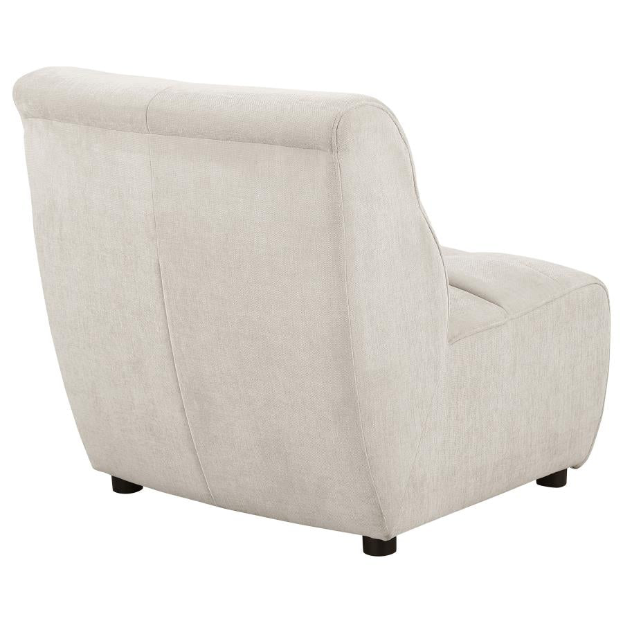 Charlotte Upholstered Curved Armless Chair Ivory - Image 6