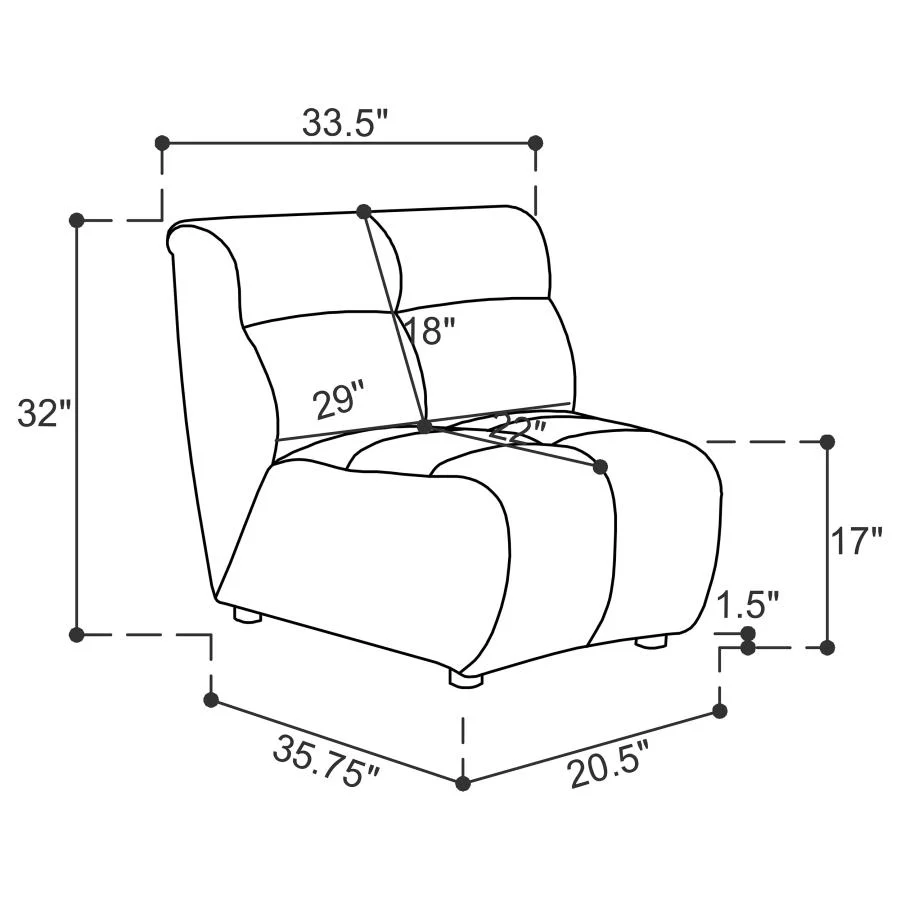 Charlotte Upholstered Curved Armless Chair Ivory - Image 9