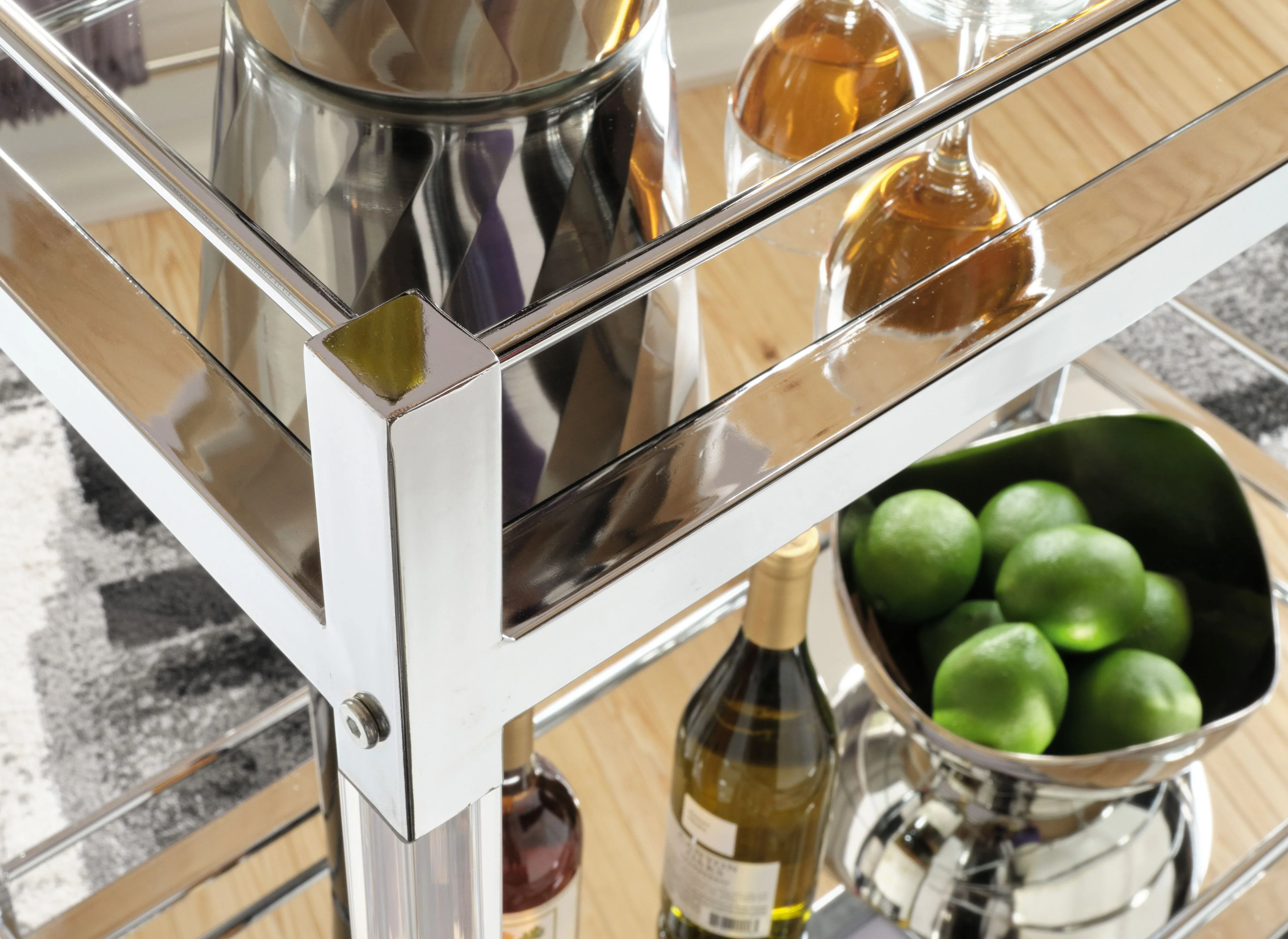 Chaseton - Bar Cart - Clear / Silver Finish - Image 4