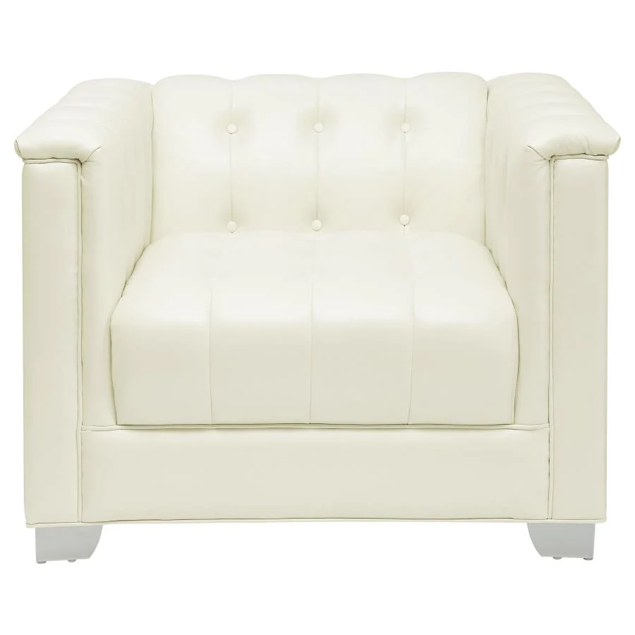 Chaviano Upholstered Track Arm Accent Chair Pearl White - Image 2
