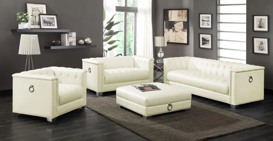 Chaviano Upholstered Track Arm Loveseat Pearl White - Image 11