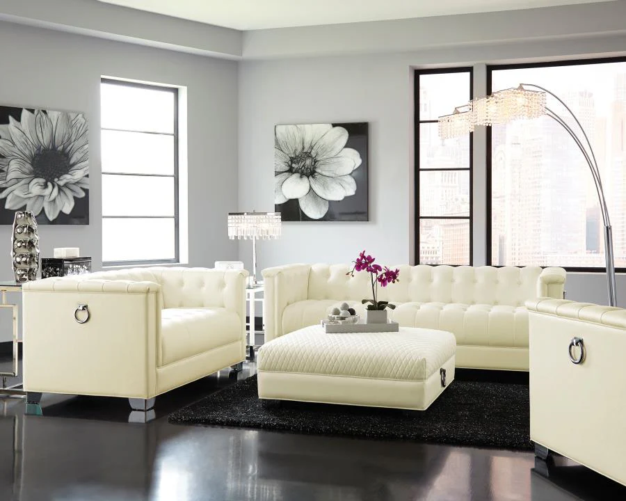 Chaviano Upholstered Track Arm Loveseat Pearl White - Image 12