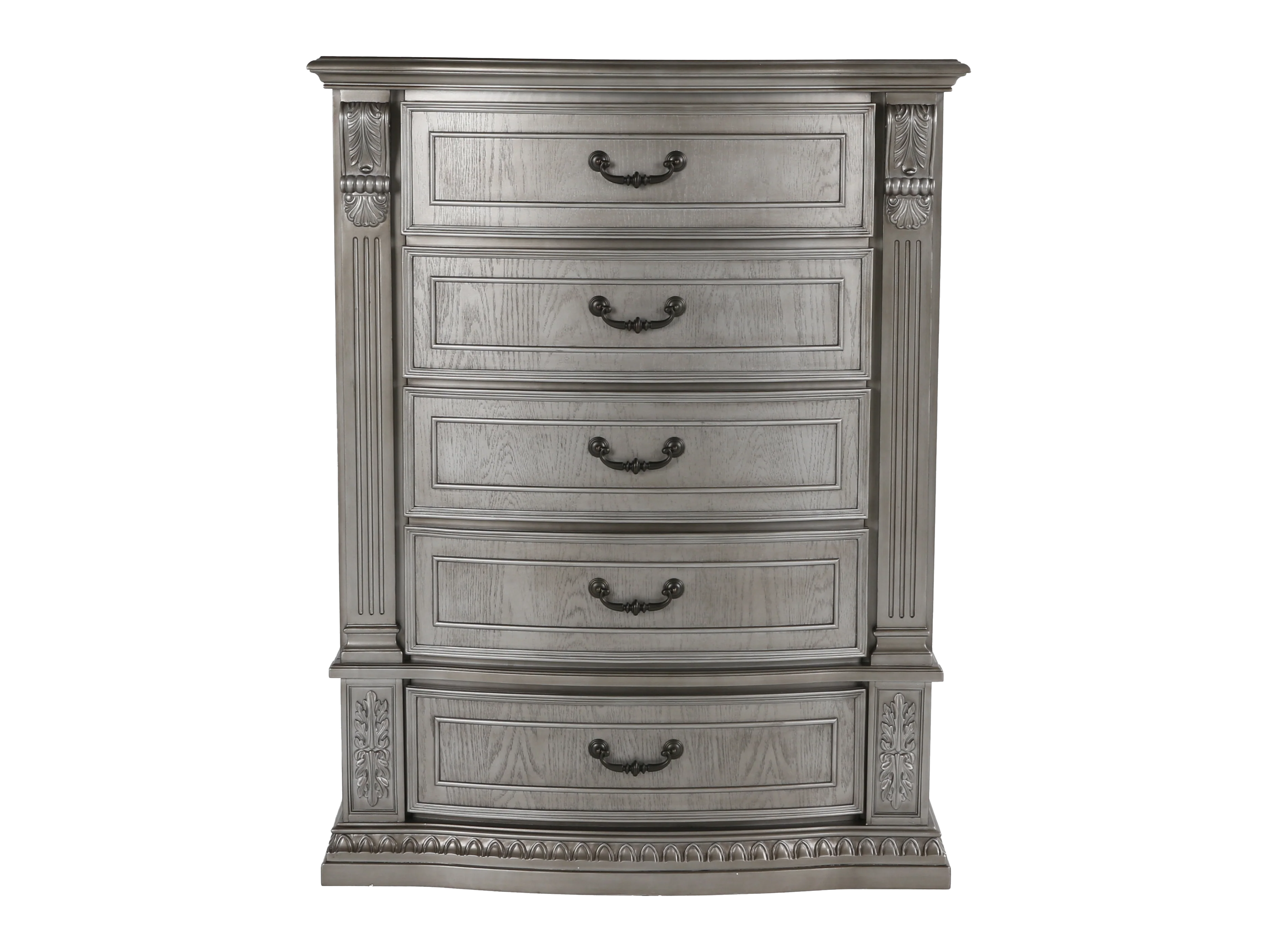 Platinum Ornate Carved 5-Drawer Bedroom Chest - Image 2