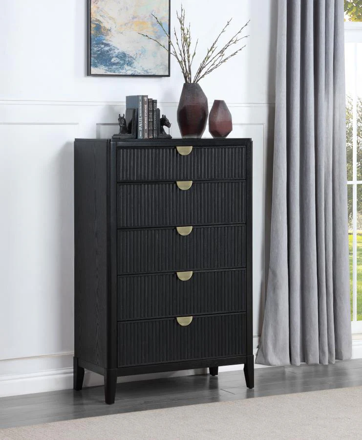 Brookmead - 5-Drawer Bedroom Chest - Black - Image 2