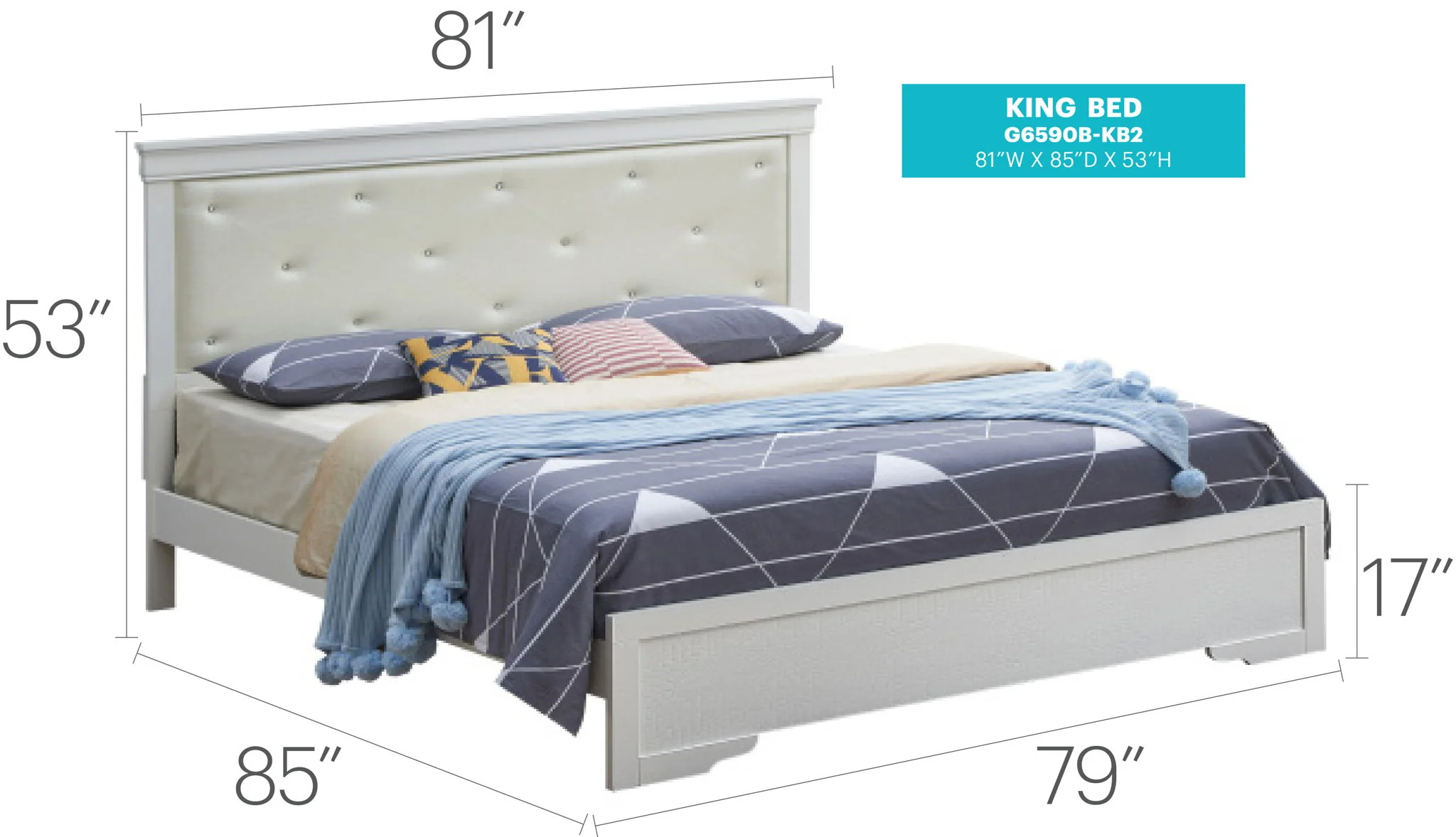 Chic Elegantly Designed Transitional Bed - Image 10