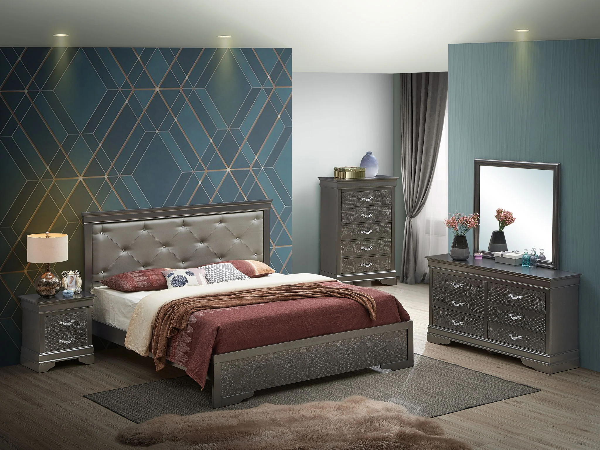 Chic Elegantly Designed Transitional Bed - Image 5