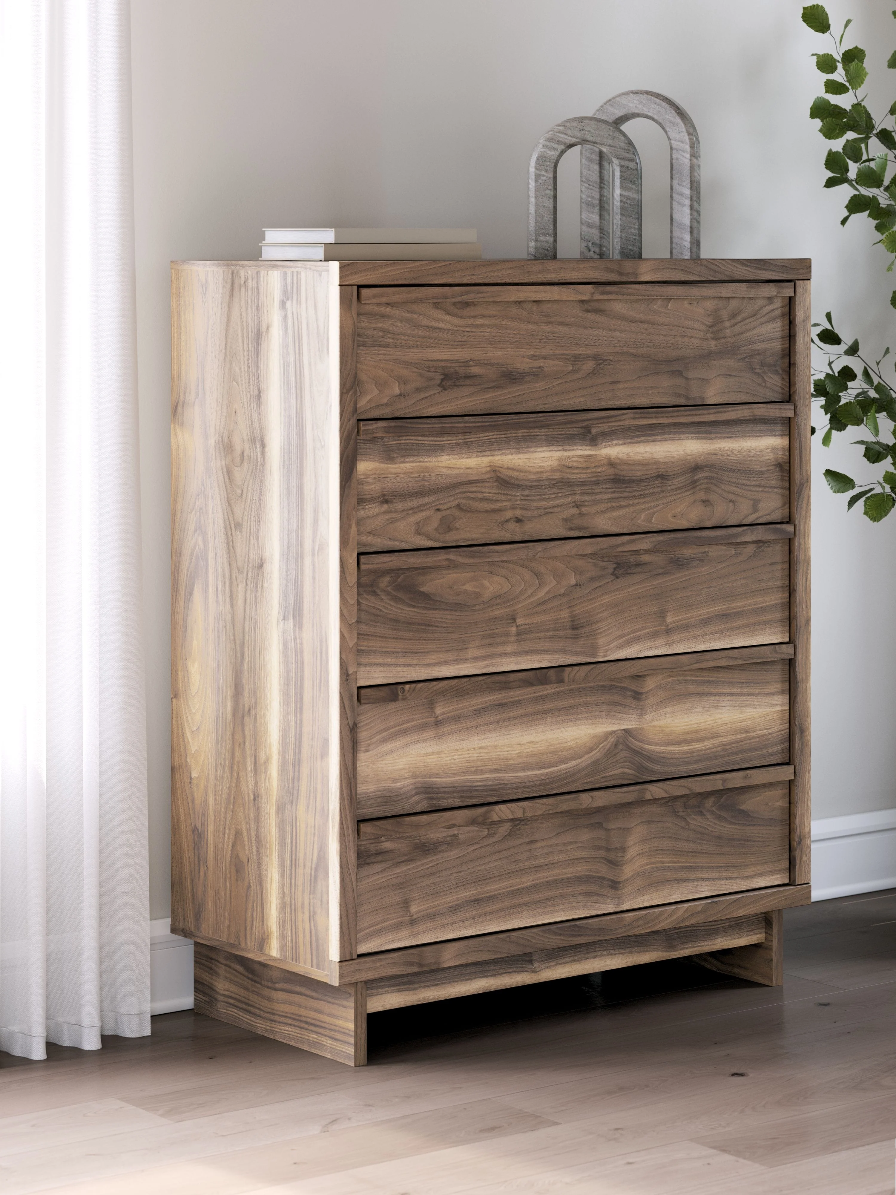 Chirason - Five Drawer Wide Chest - Brown - Image 2