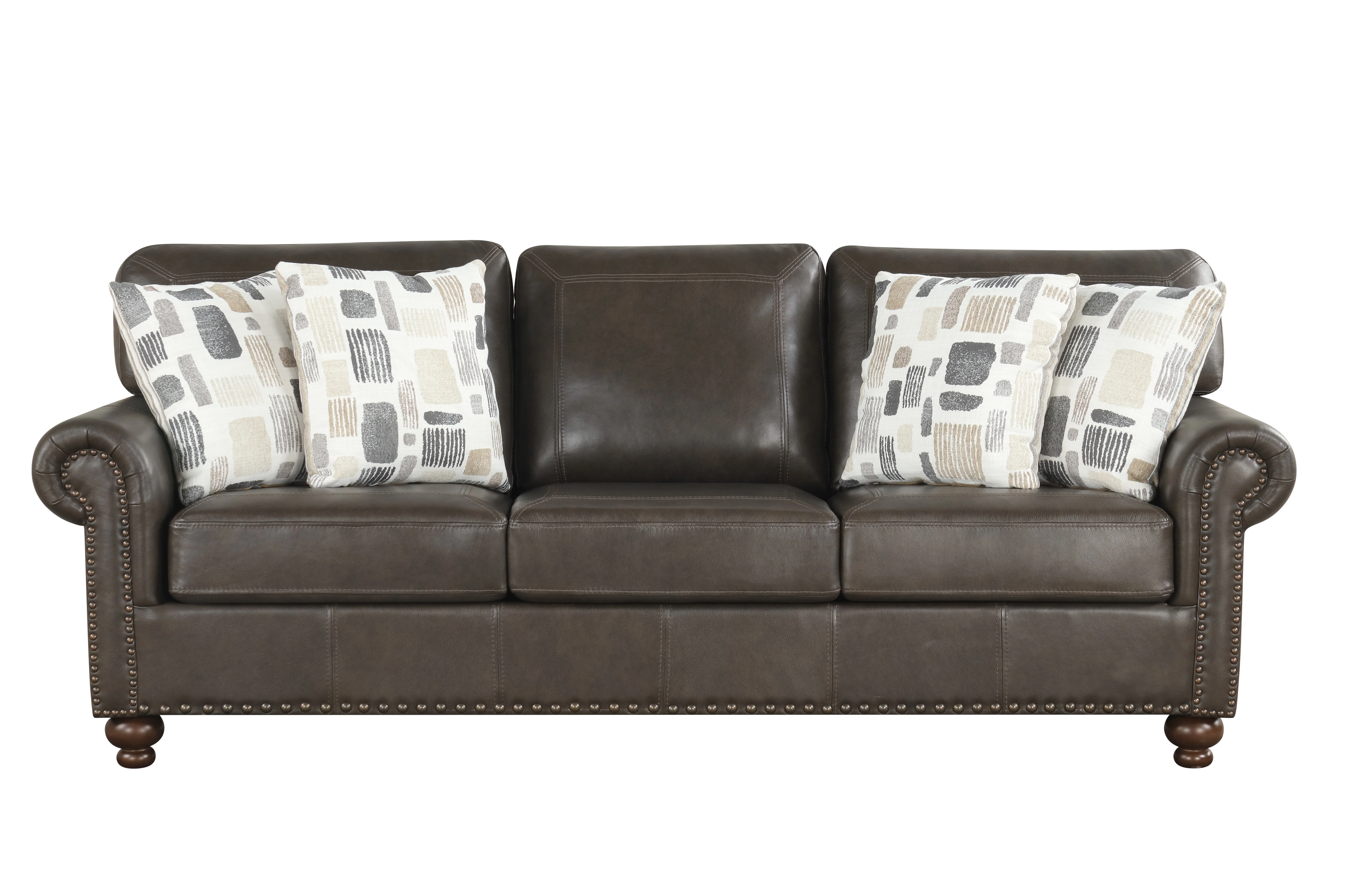 Chocolate Top-Grain Leather 4-Piece Living Room Set with Sofa, Loveseat, Chair & Ottoman - Image 10