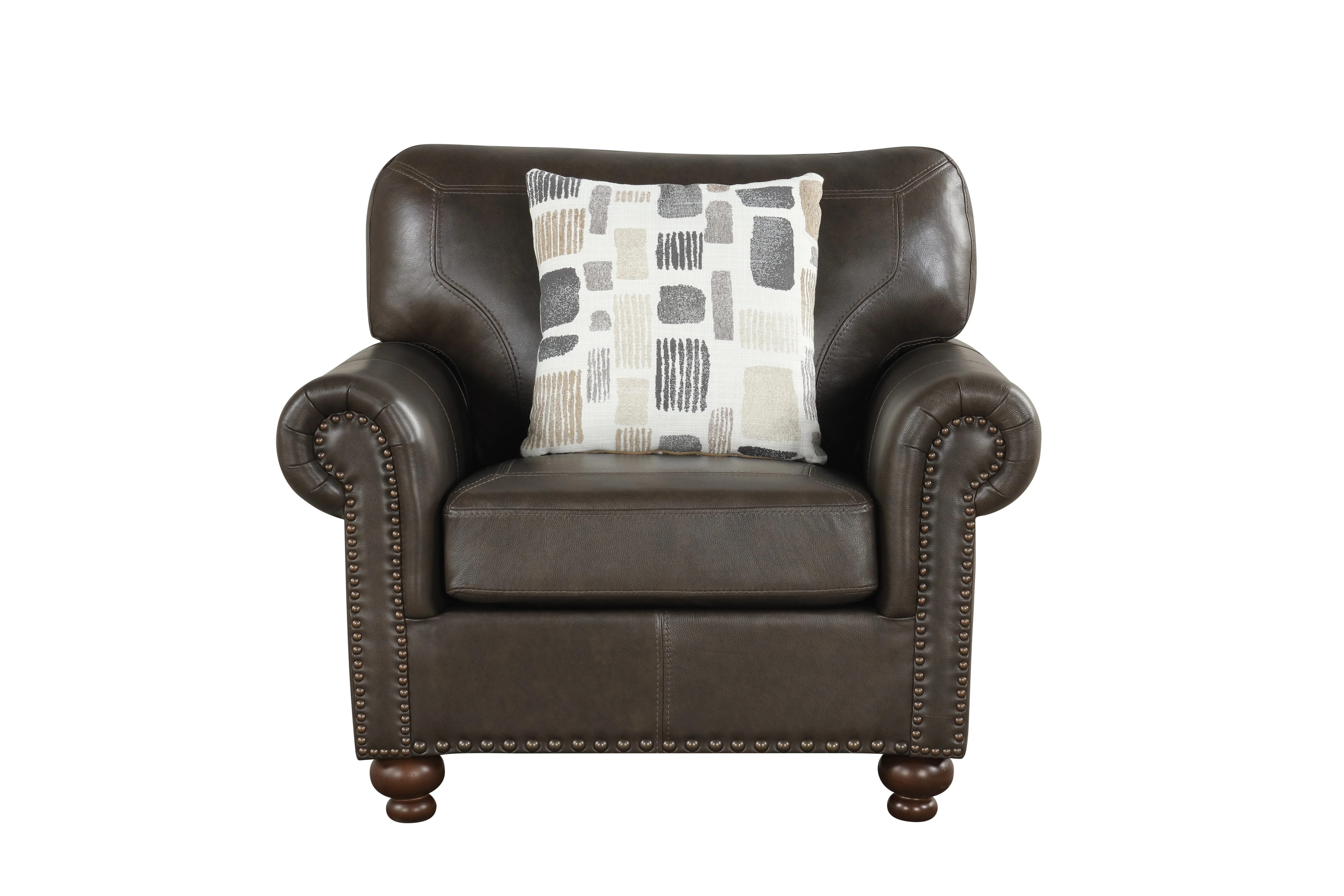 Chocolate Top-Grain Leather 4-Piece Living Room Set with Sofa, Loveseat, Chair & Ottoman - Image 6