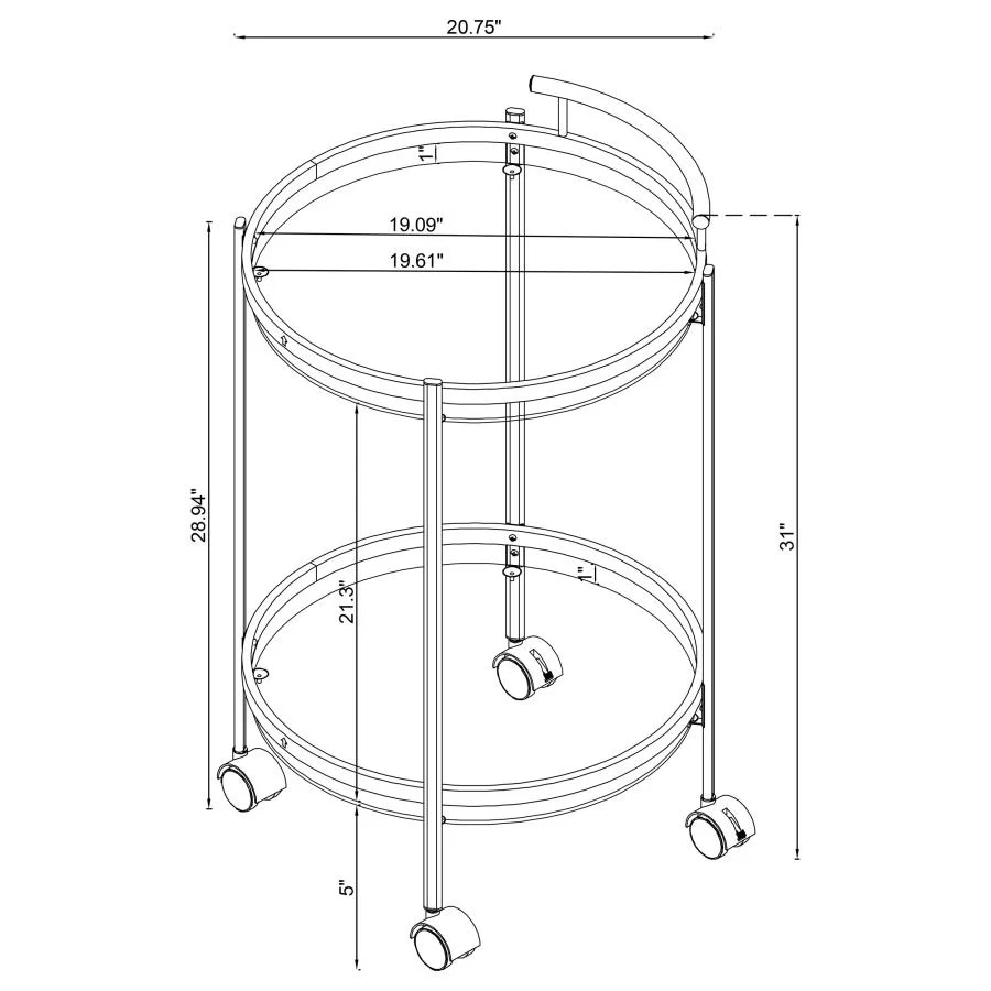 Chrissy - Round Glass Shelf Metal Bar Cart - Image 11