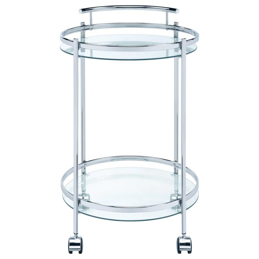 Chrissy - Round Glass Shelf Metal Bar Cart - Image 3