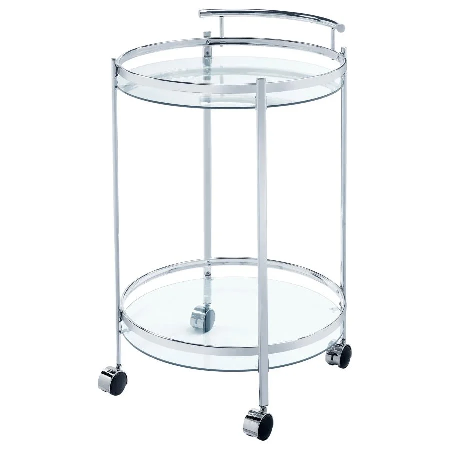 Chrissy - Round Glass Shelf Metal Bar Cart - Image 4