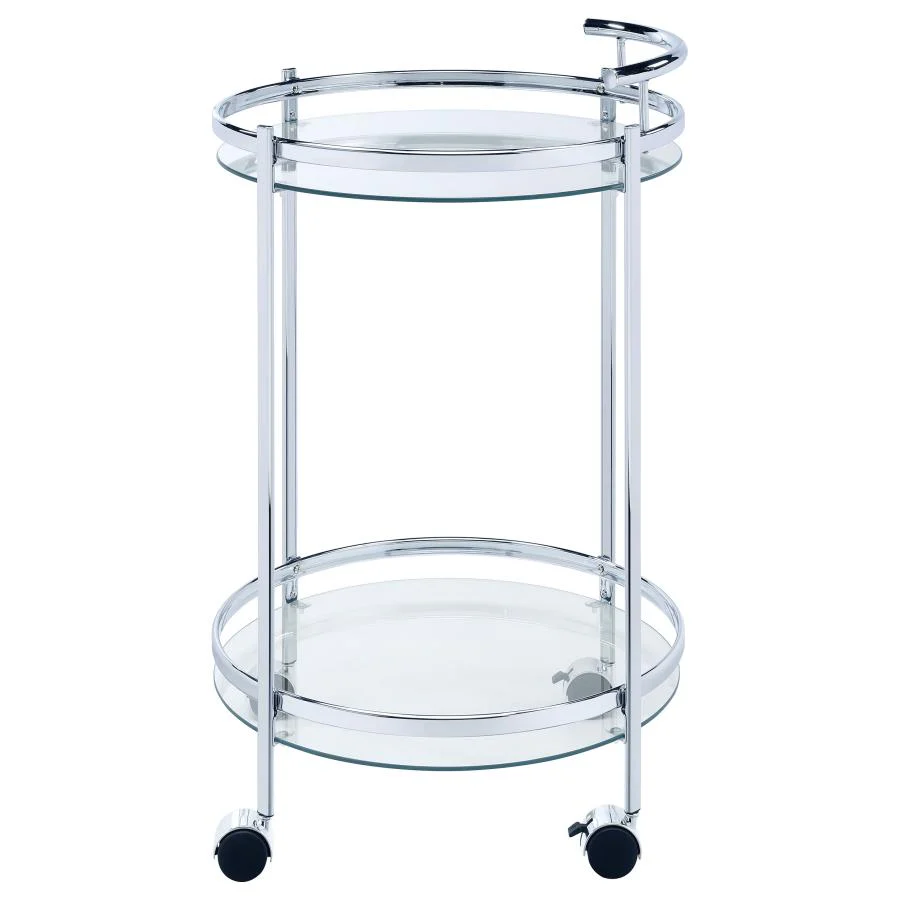Chrissy - Round Glass Shelf Metal Bar Cart - Image 5