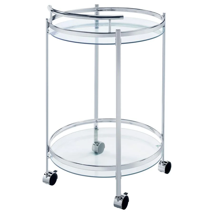Chrissy - Round Glass Shelf Metal Bar Cart - Image 8