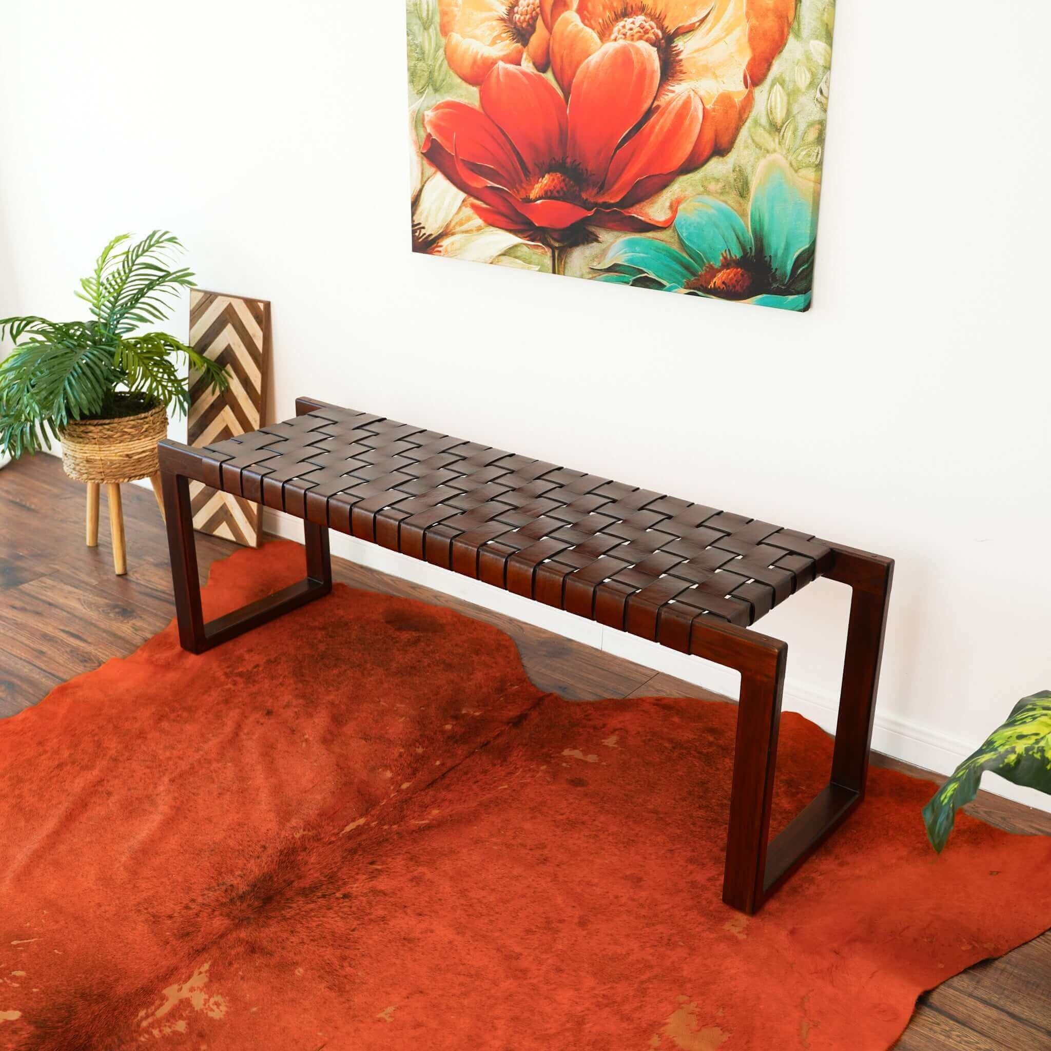 Christina - Bench - Cognac / Dark Brown / Tan - Image 2