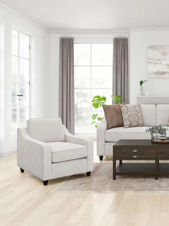 Christine - Upholstered Sloped Arm Accent Chair - Beige - Image 2