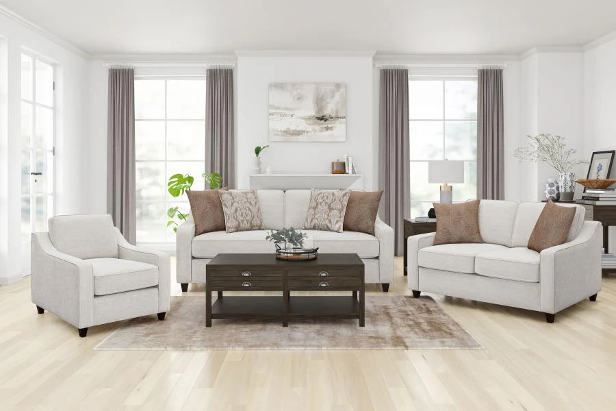 Christine - Upholstered Sloped Arm Sofa - Beige - Image 13