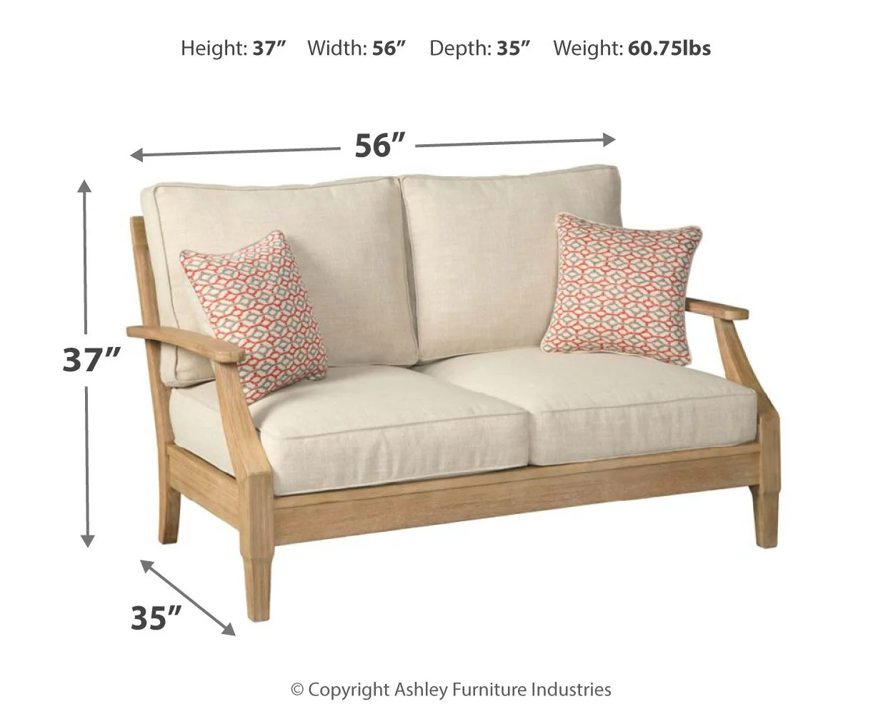Clare View - Loveseat w/Cushion - Beige - Image 7