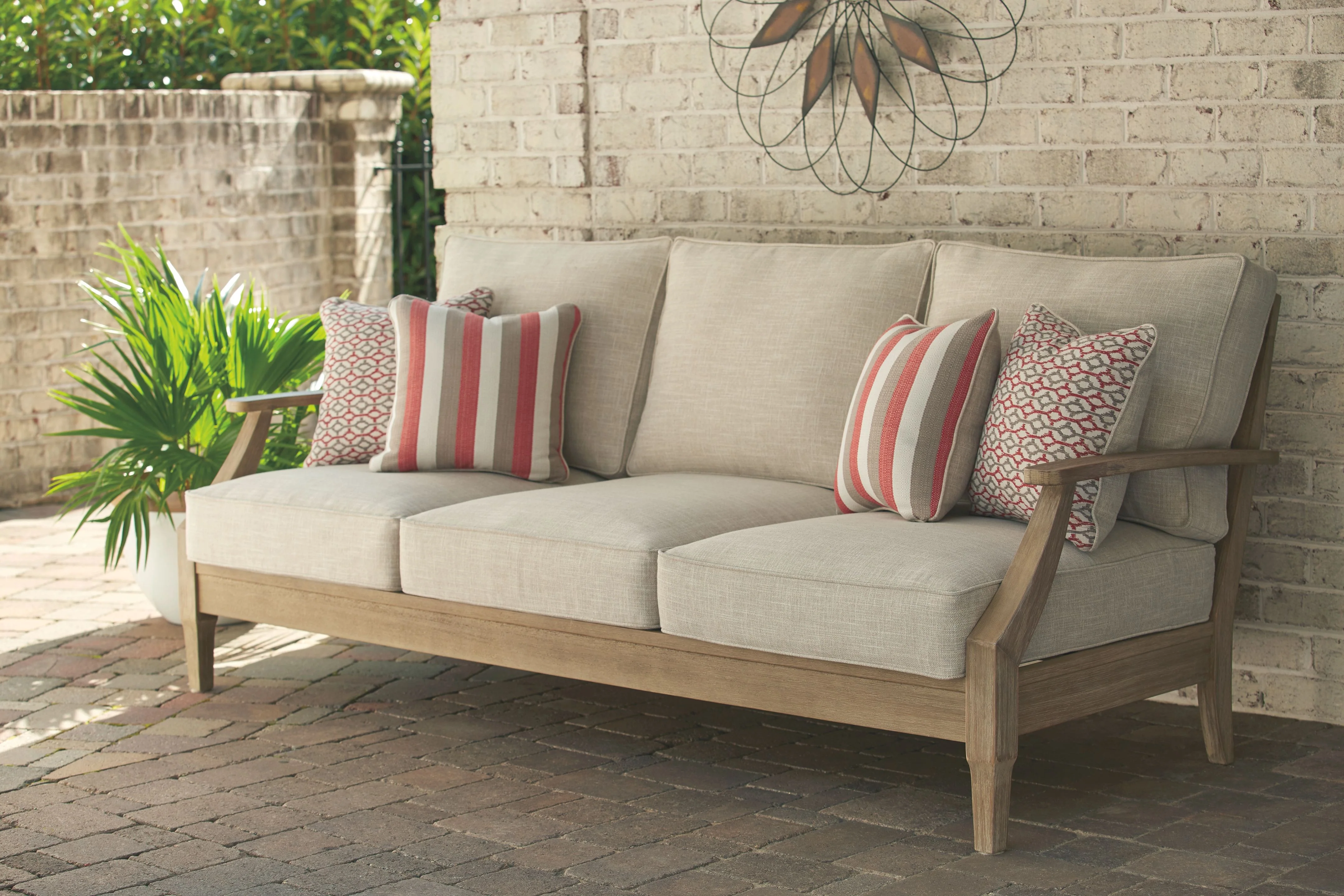 Clare View - Sofa with Cushion - Beige - Image 3