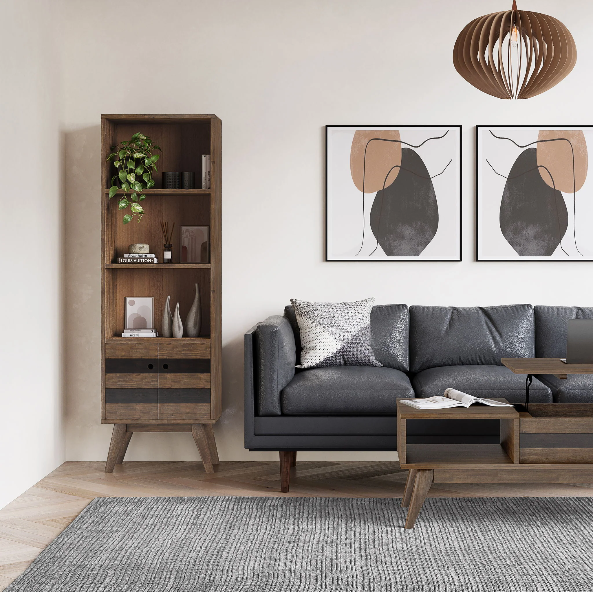 Clarkson - Bookcase With Storage - Rustic Natural Aged Brown - Image 8