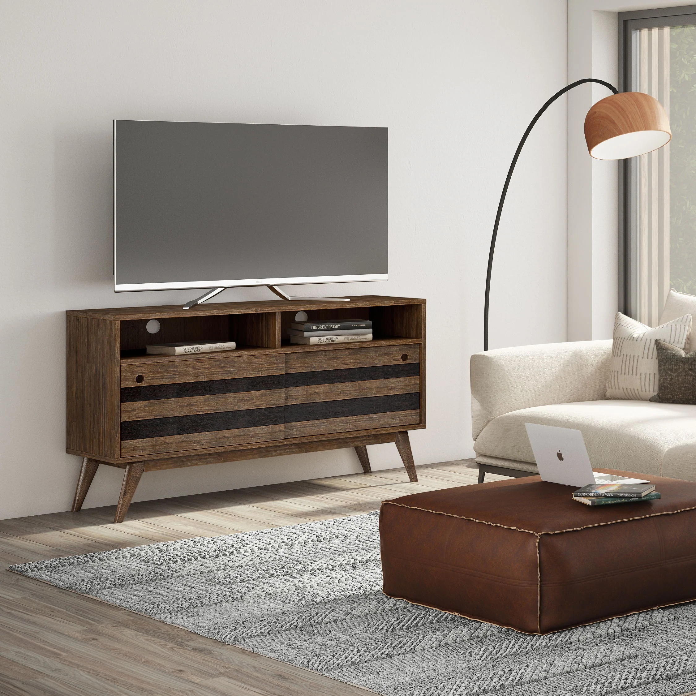 Clarkson - TV Stand - Rustic Natural Aged Brown - Image 4