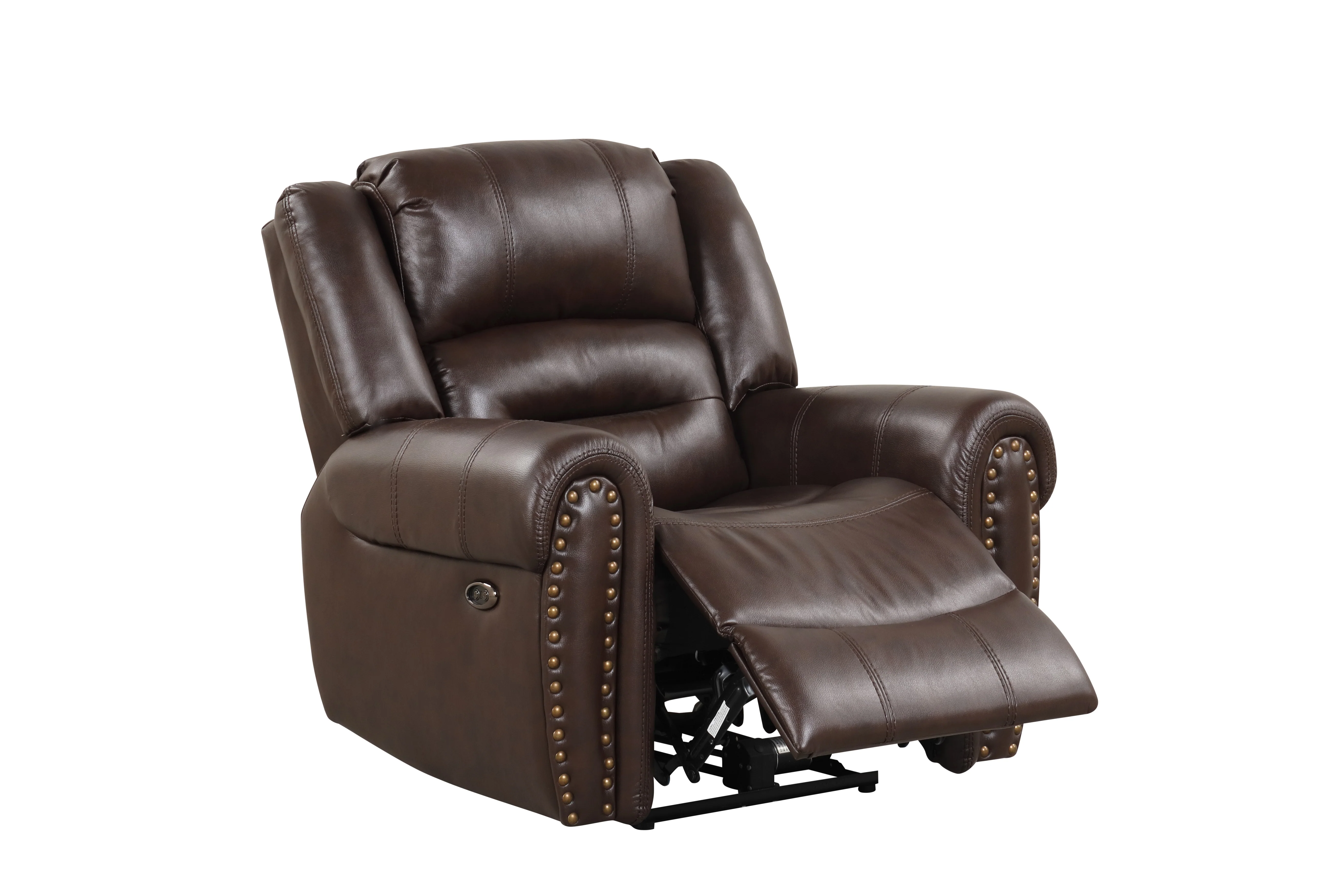 Classic Traditional 3-Piece Power Reclining Living Room Set in Red Brown Air Leather w/ USB, Console Cupholders & Drop-Down Table - Image 2