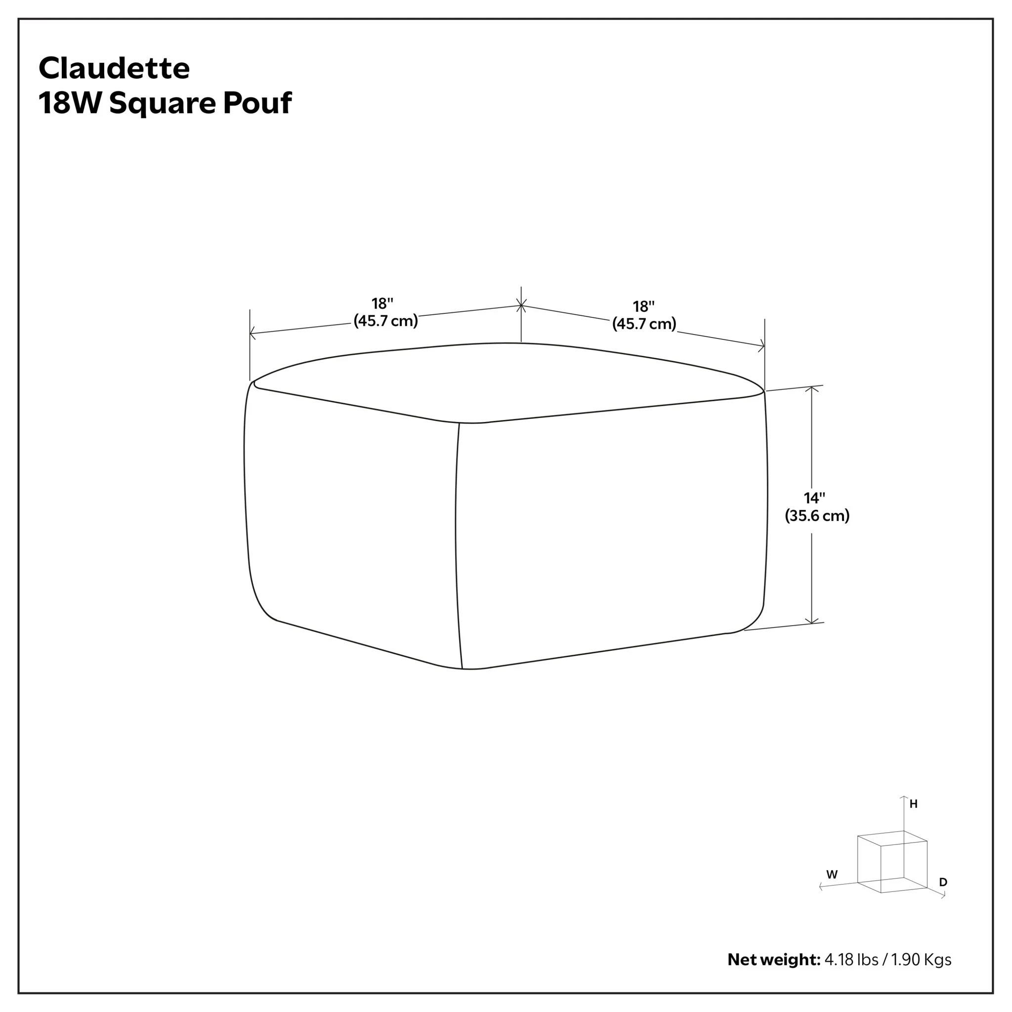 Clay - Square Pouf, Upholstered - Image 6