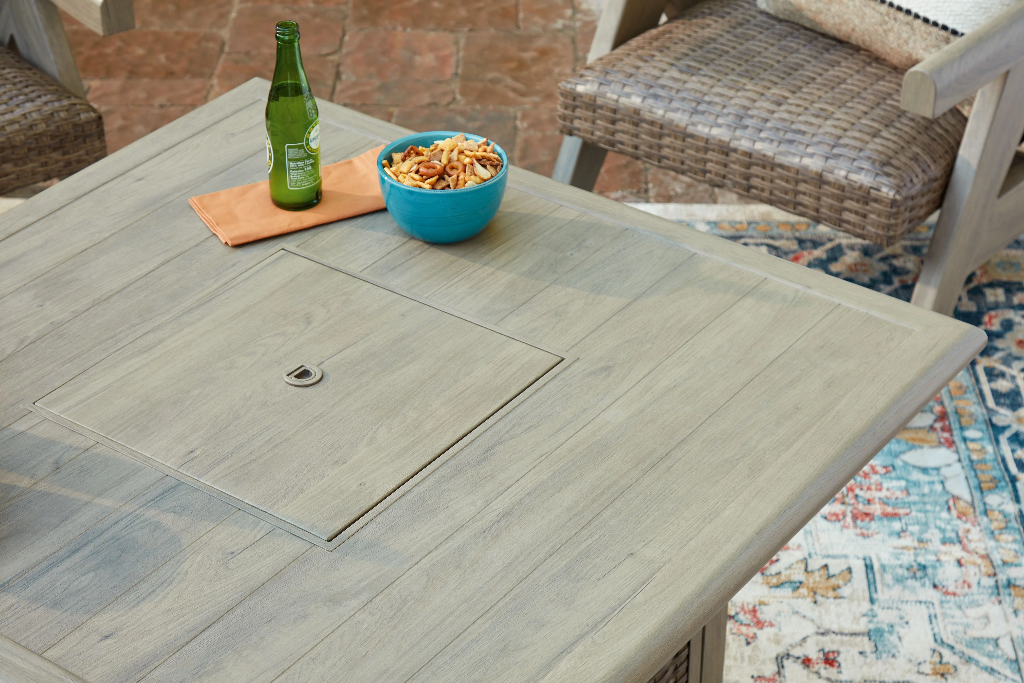 Cliff Trails - Square Fire Pit Table - Beige - Image 3